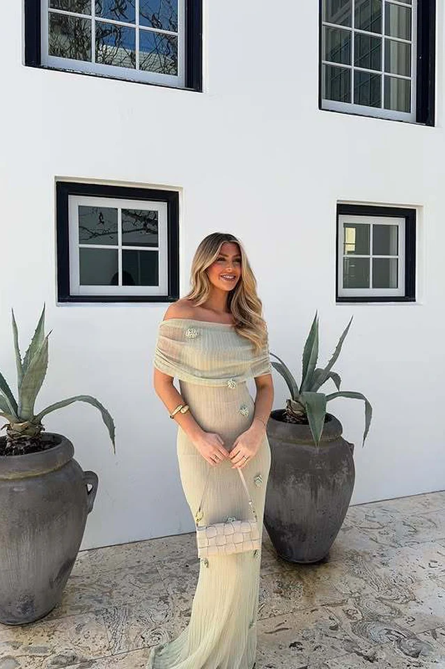 Brooke Off Shoulder Flower Knit Dress