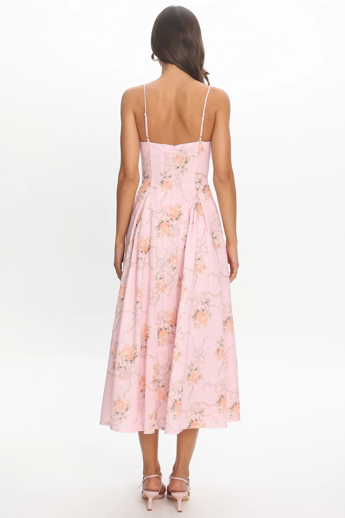 Get My Attention Pleat Waist Maxi Dress Bow Pink