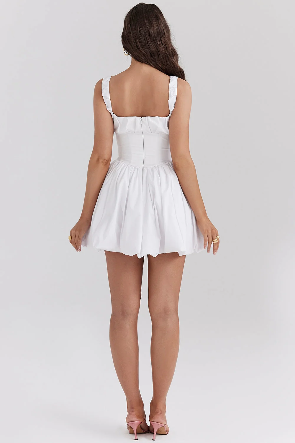 white cotton tulle mini dress