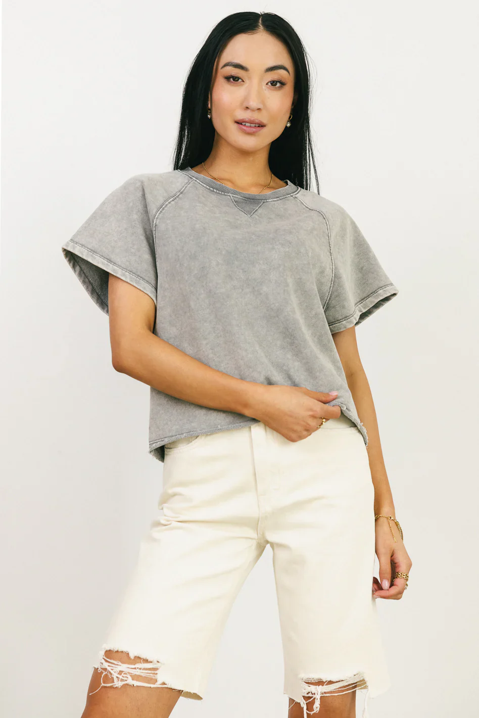 Sierra Cap Sleeve Top in Grey