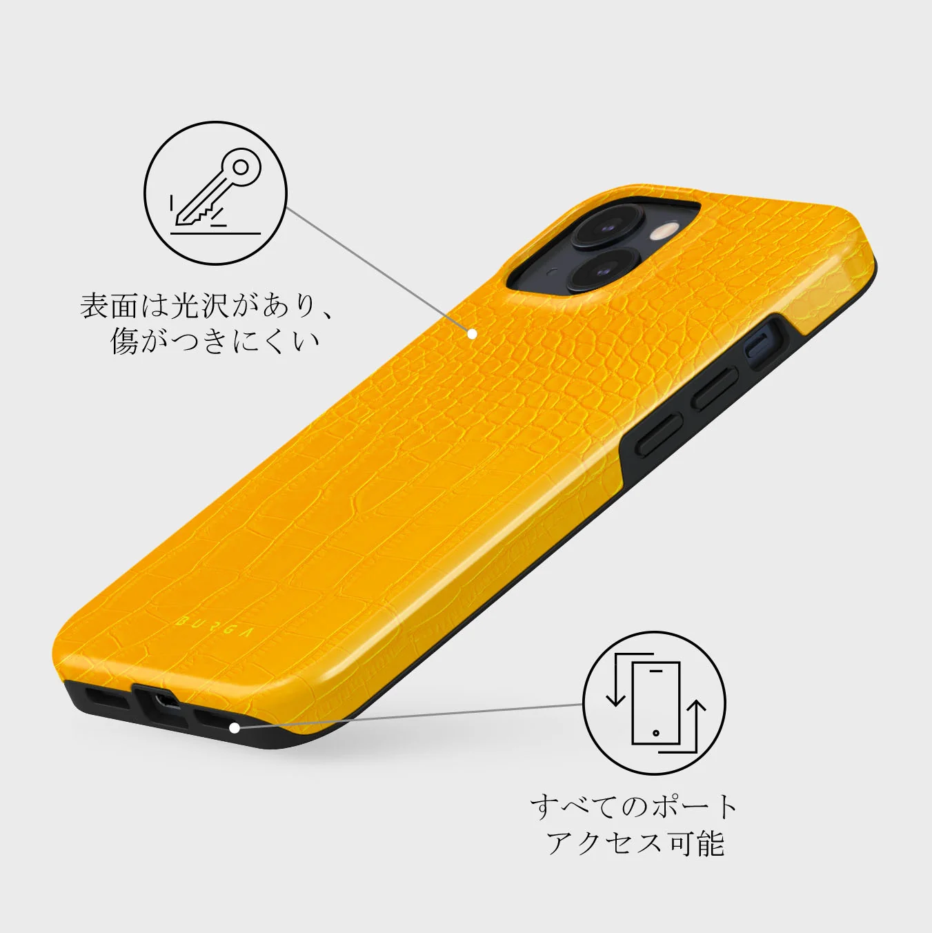 Canary Yellow - Snake Skin iPhone 13 Mini ケース