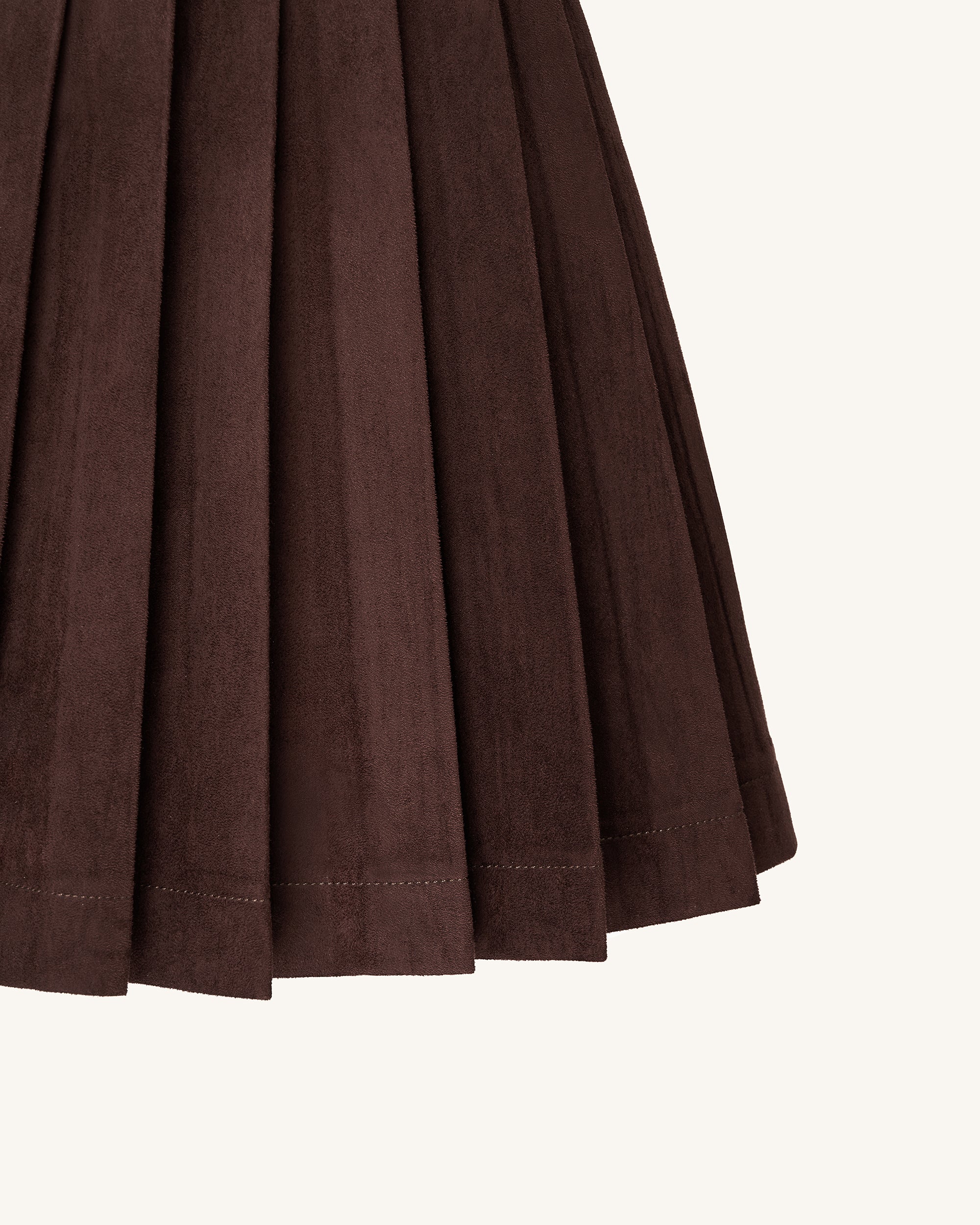 Ellie Pleated Velvet Dress - Chocolate Brown - FASHION NOB
