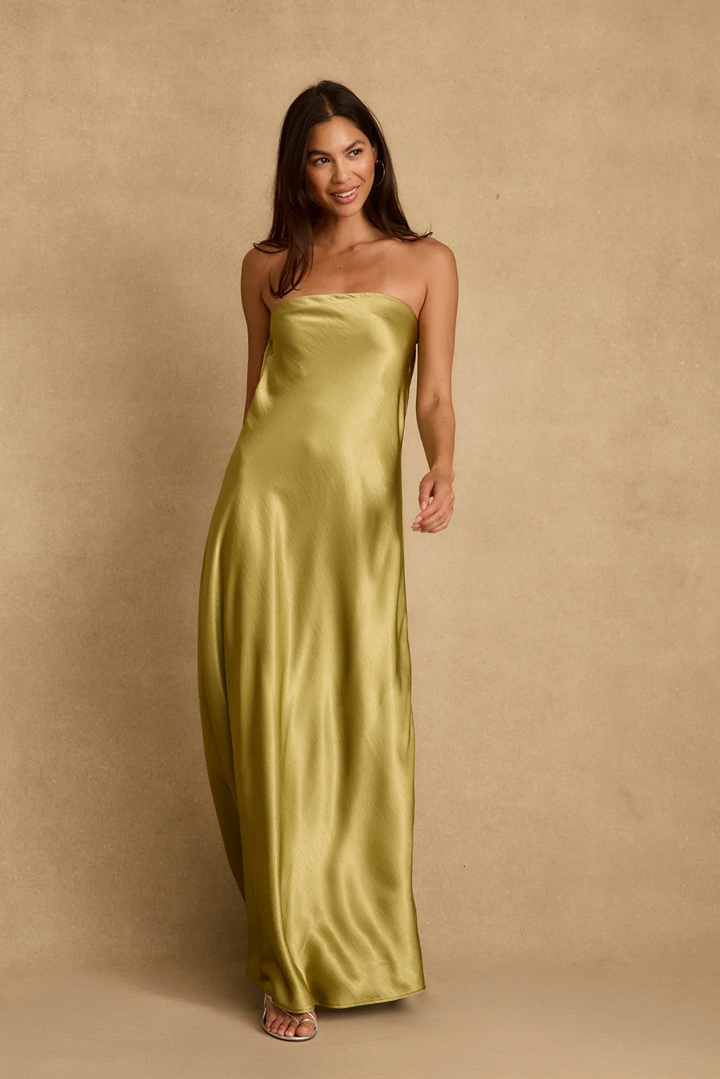 Natalia Chartreuse Strapless Maxi Dress