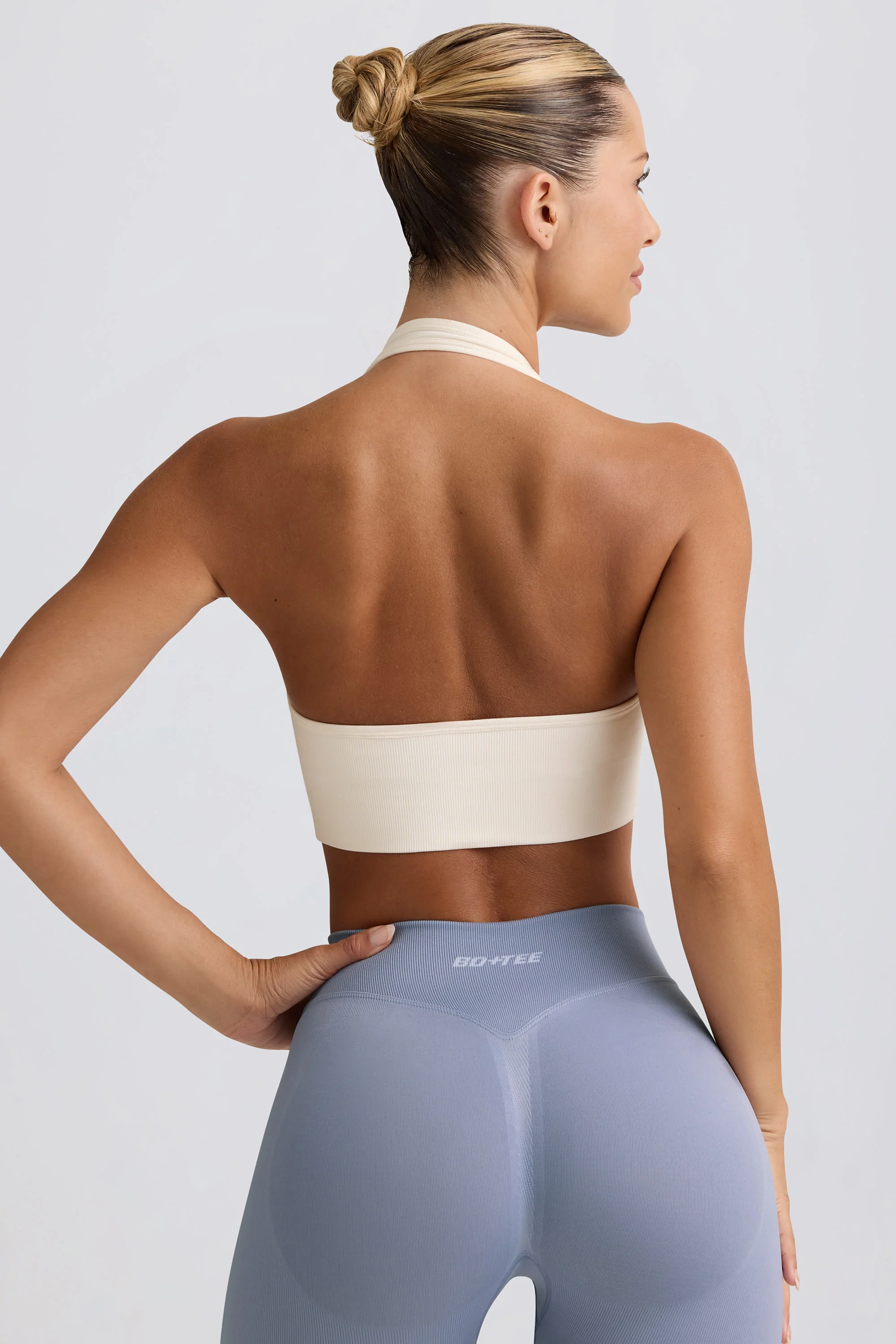 Define Luxe Halterneck Sports Bra in White