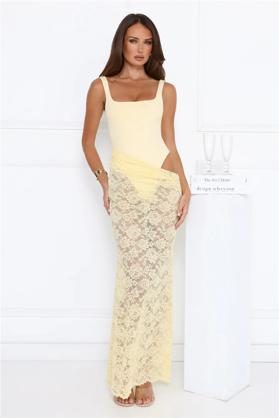 Effortlessly Lace Maxi Dress Yellow