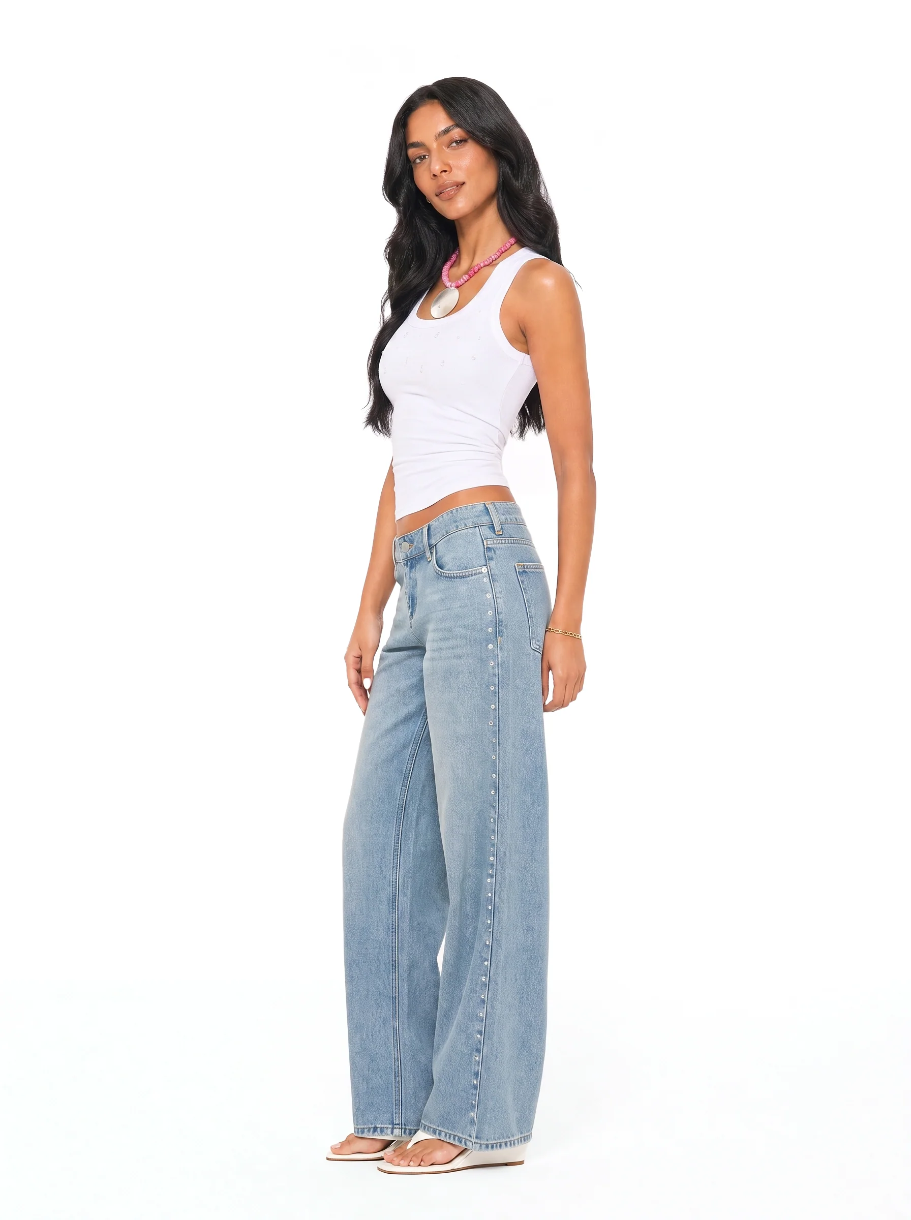 Beaded Scoop Neck Tank Top