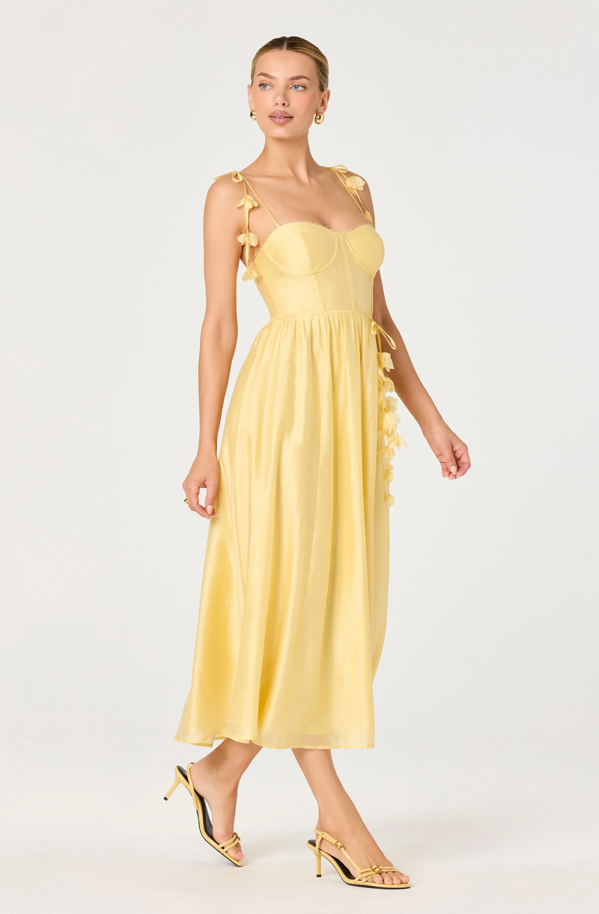 Halcyon 3D Flower Appliqué Midi Dress