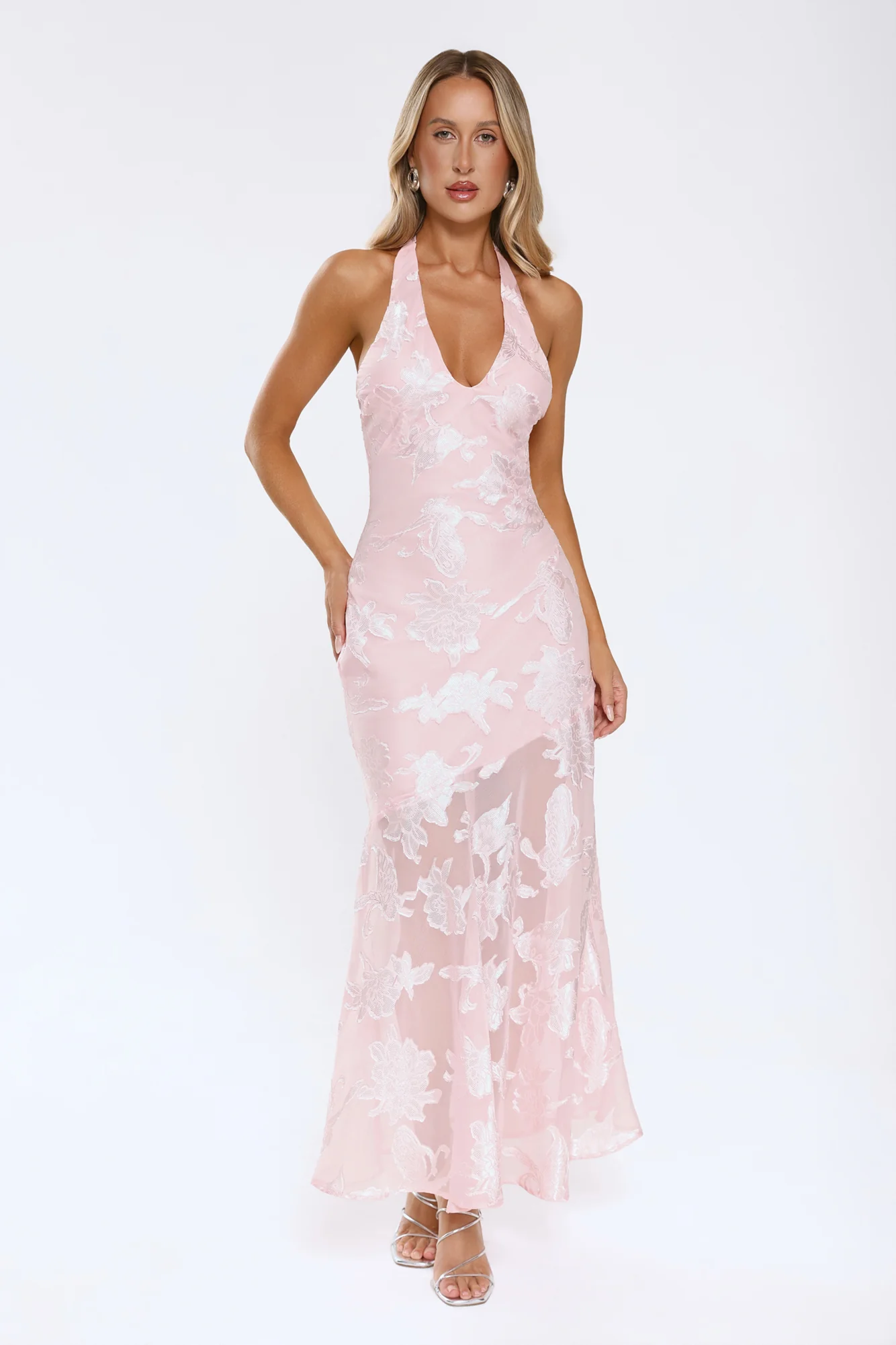 Pretty Upgrade Halter Maxi Dress Pink