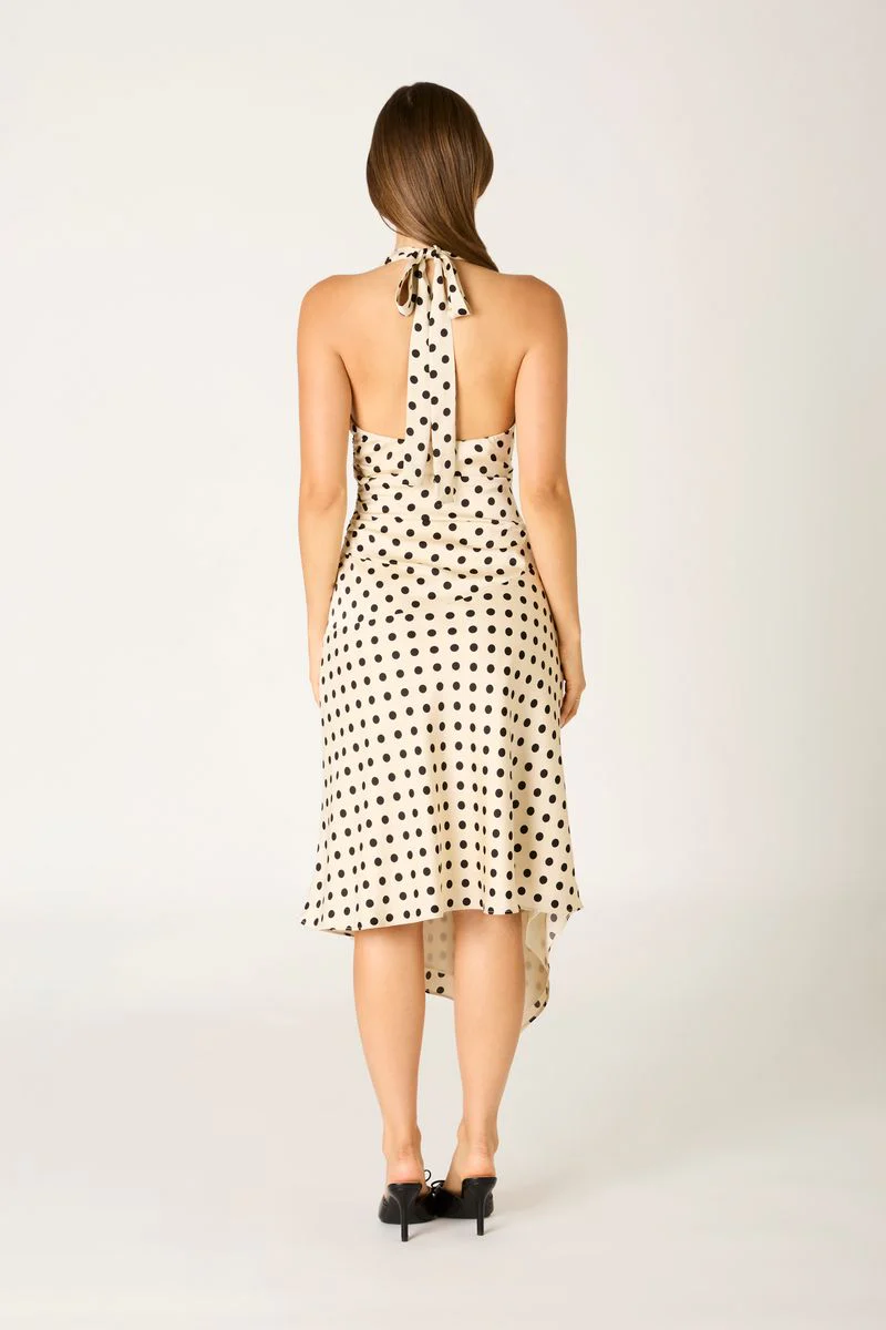 Polka Dot Halter Midi Dress