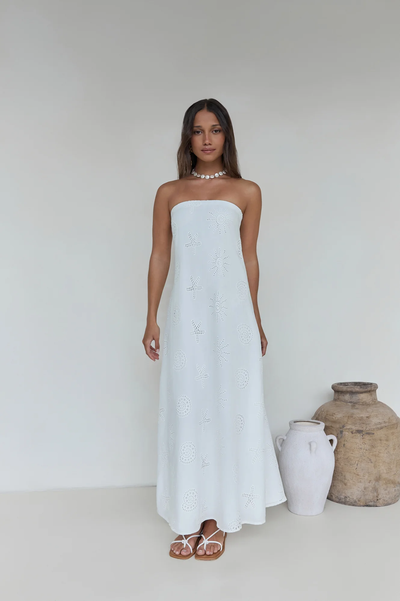 Heart To Heart Strapless Maxi Dress White - luluinthesky