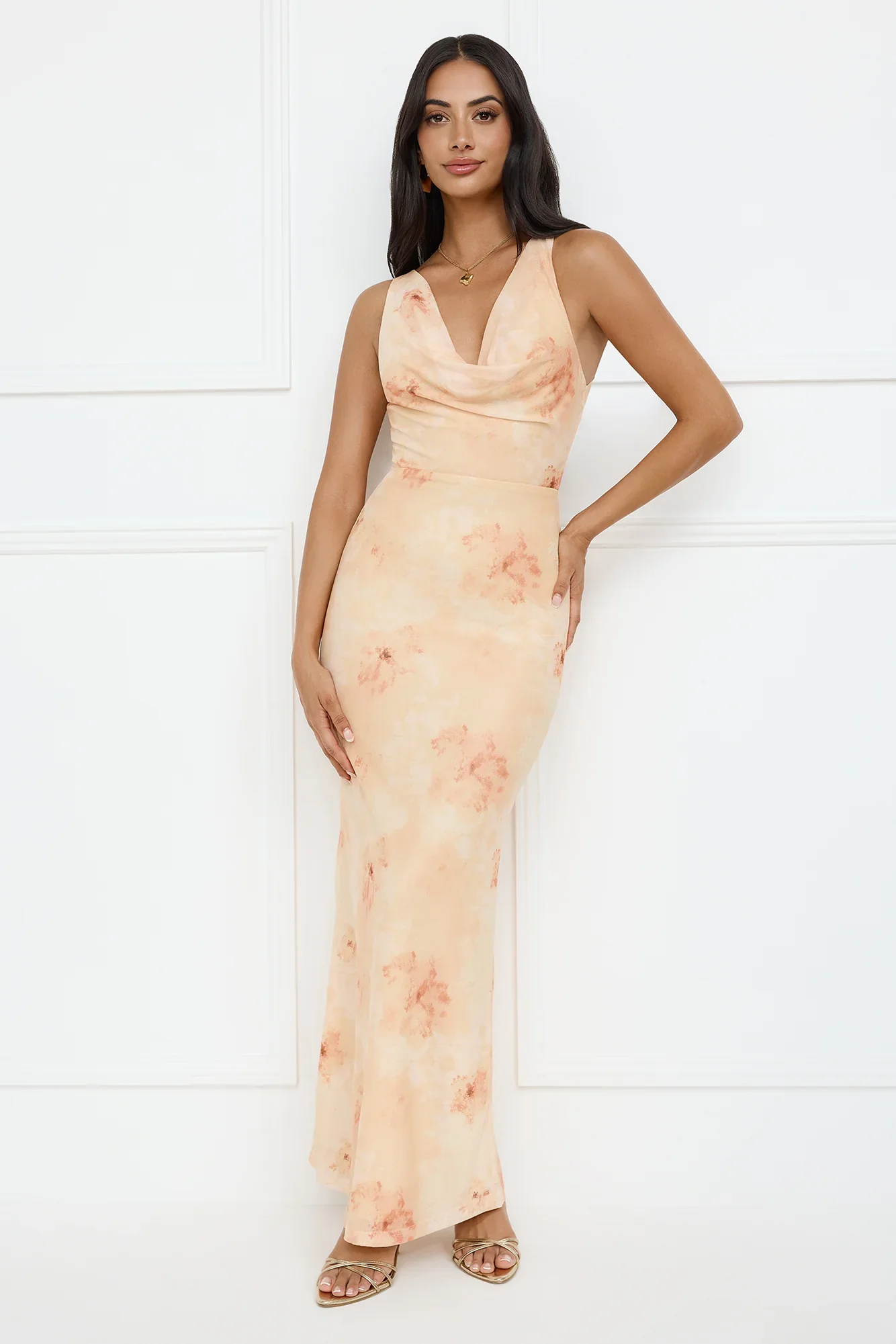 Citrus Sizzle Mesh Maxi Dress Orange