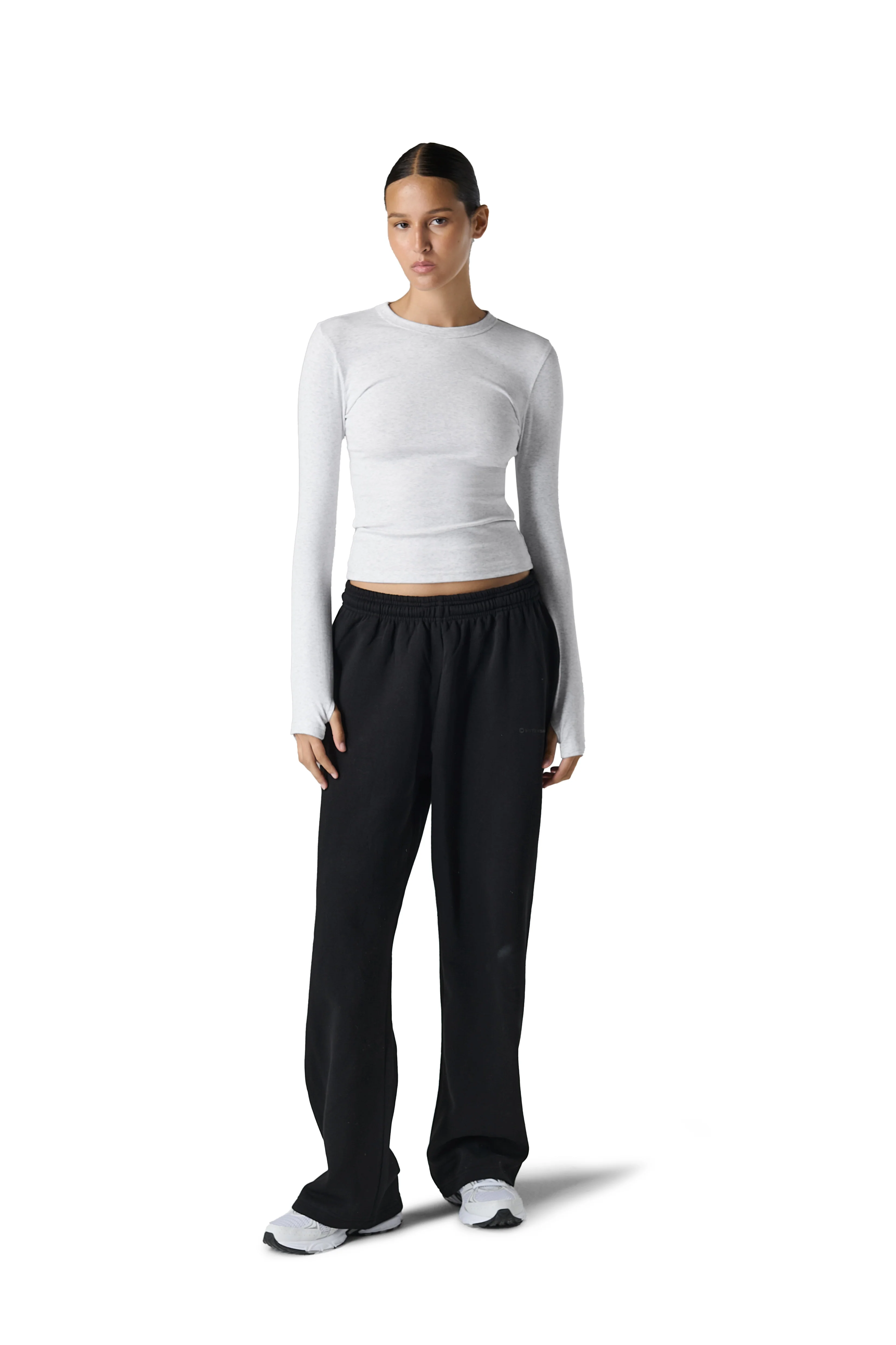 Peep Long Sleeve Top in Passive Grey