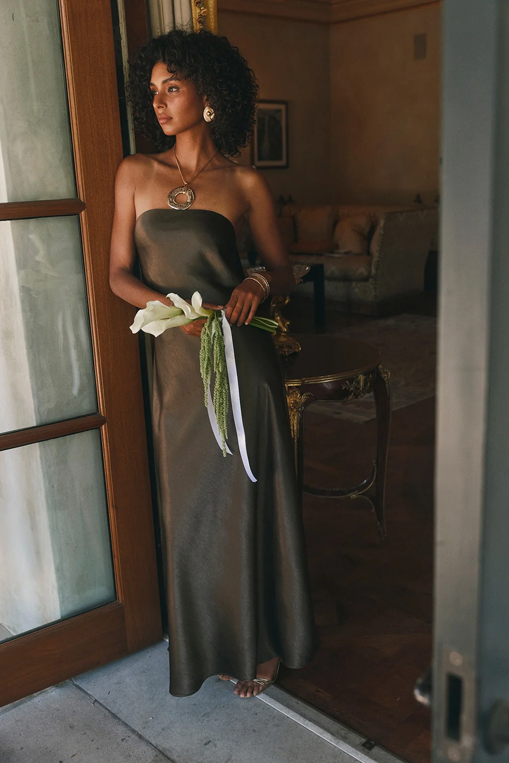Natalia Truffle Strapless Maxi Dress