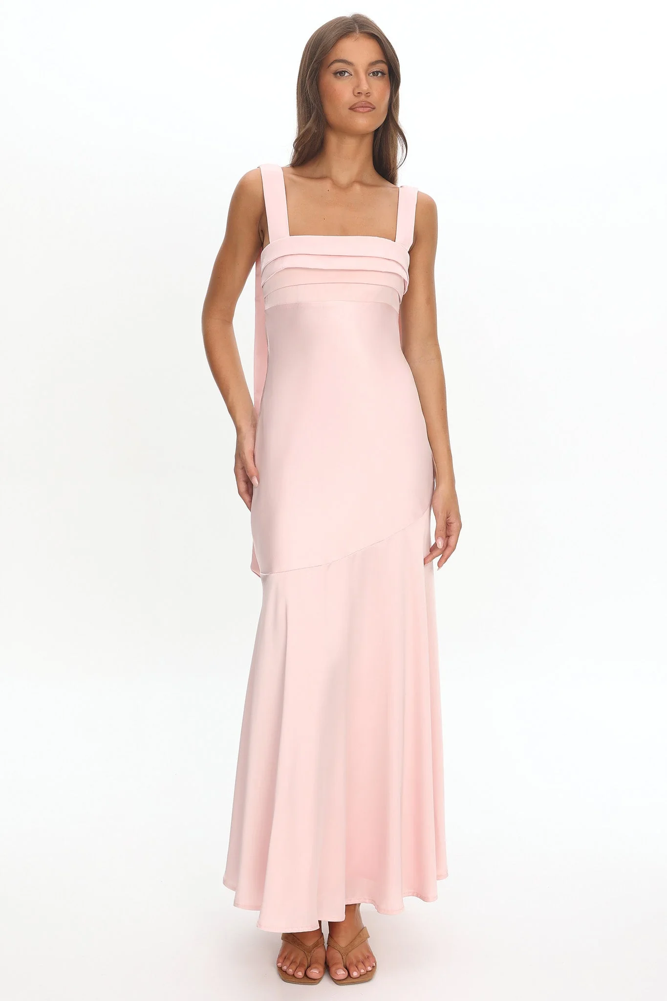 Second Glances Pleat bust Maxi Dress Pink