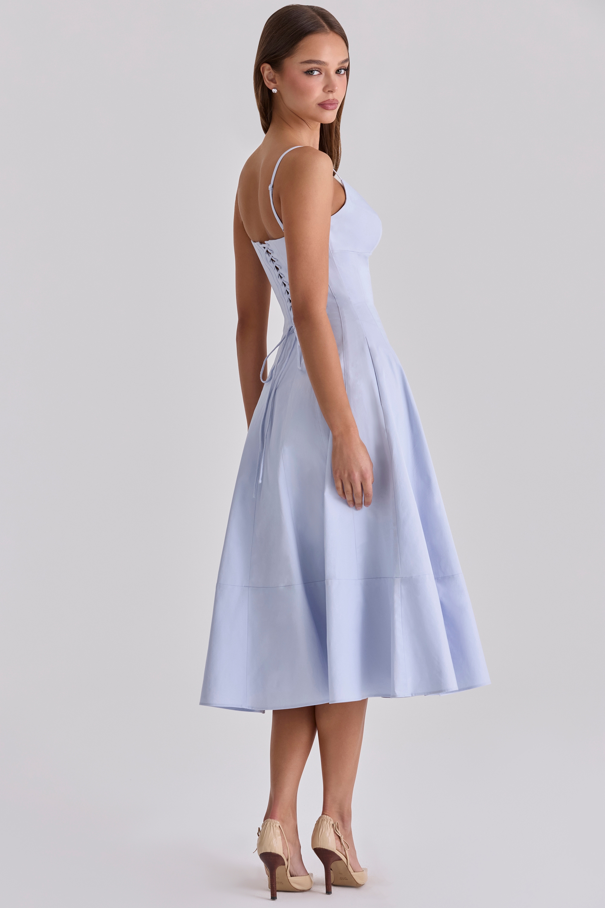 bluebell lace up cotton midi sundress