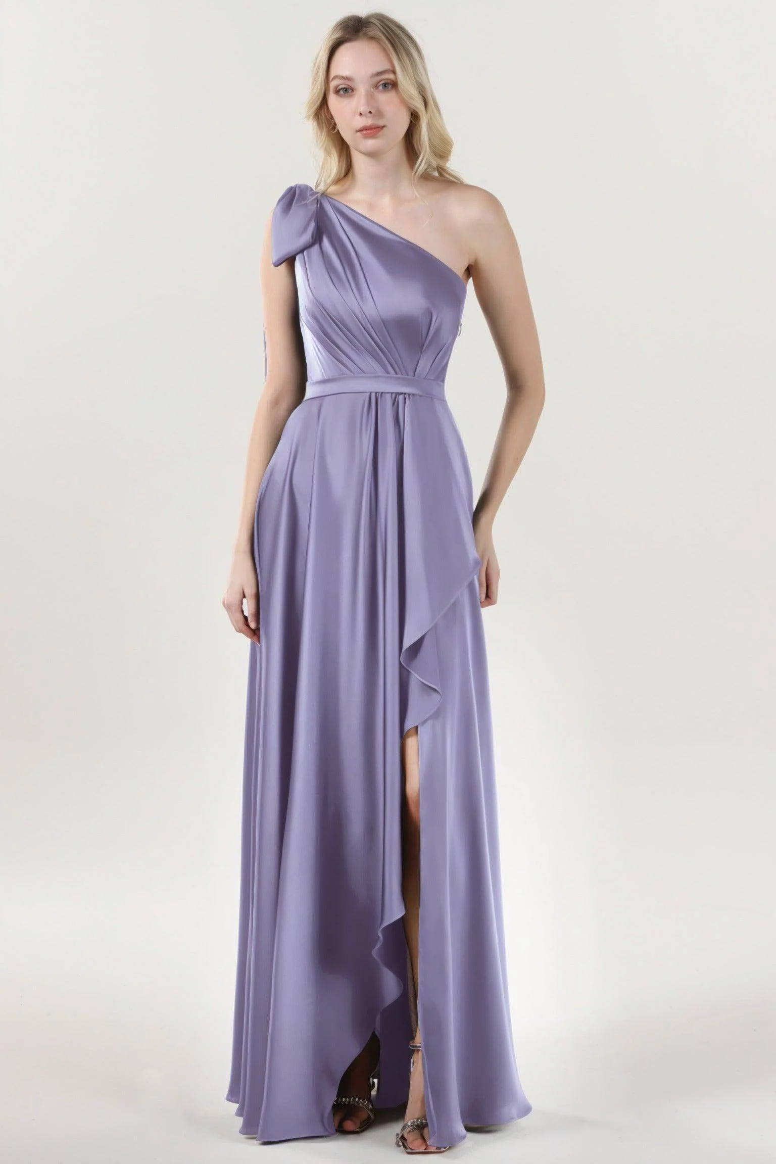 Asymmetrical Maxi Luxe Satin Bridesmaid Dress CS0603BM