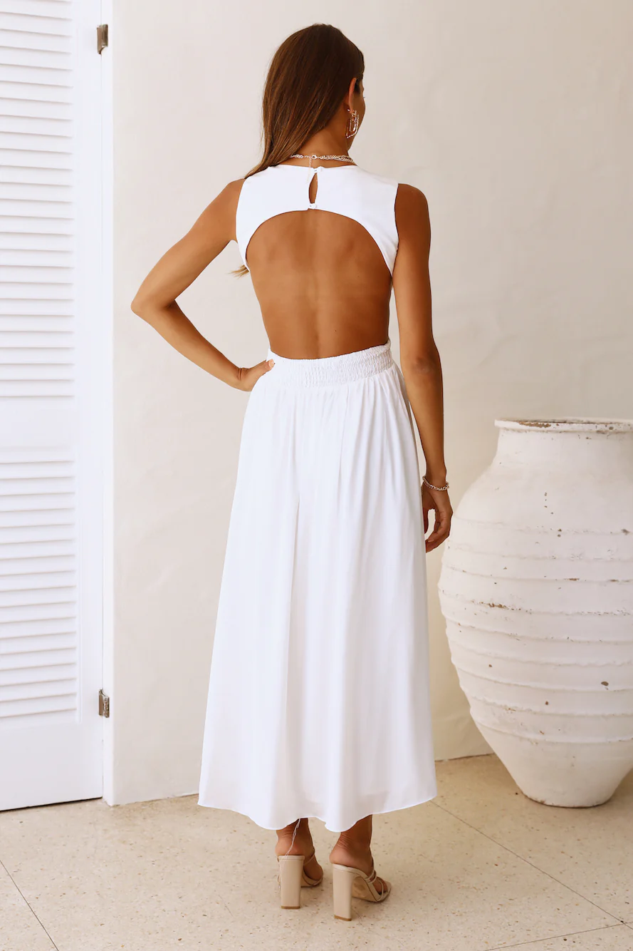 Lovely Travels Midi Dress White - luluinthesky