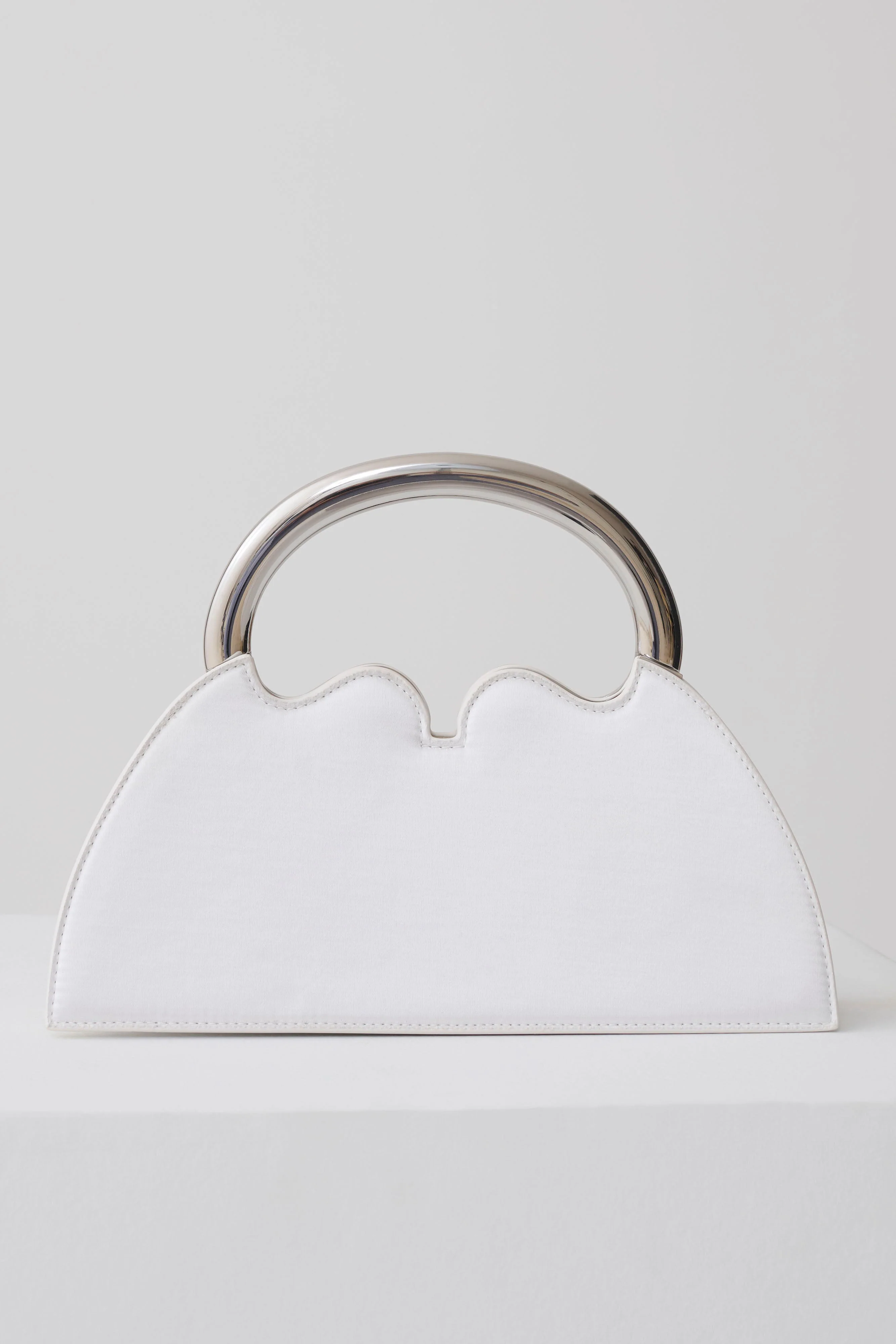 Elianne Satin Frame Clutch Bag - White