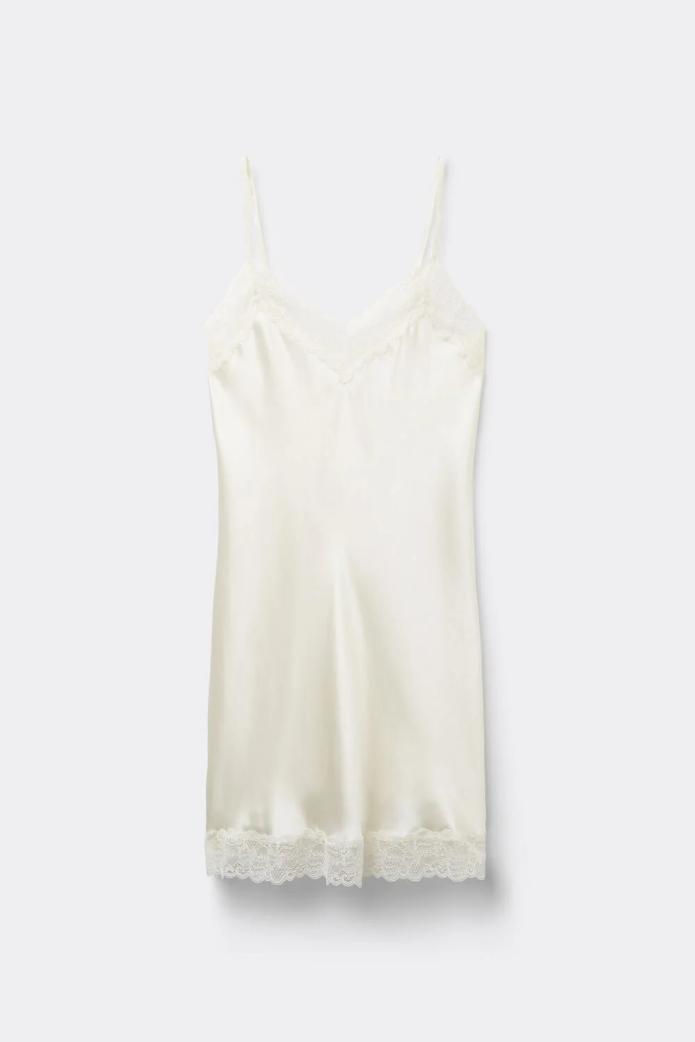 Silk Slip with Lace Insert Detail - Ivory