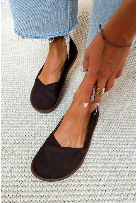 Komfortowe brązowe baleriny barefoot Elya