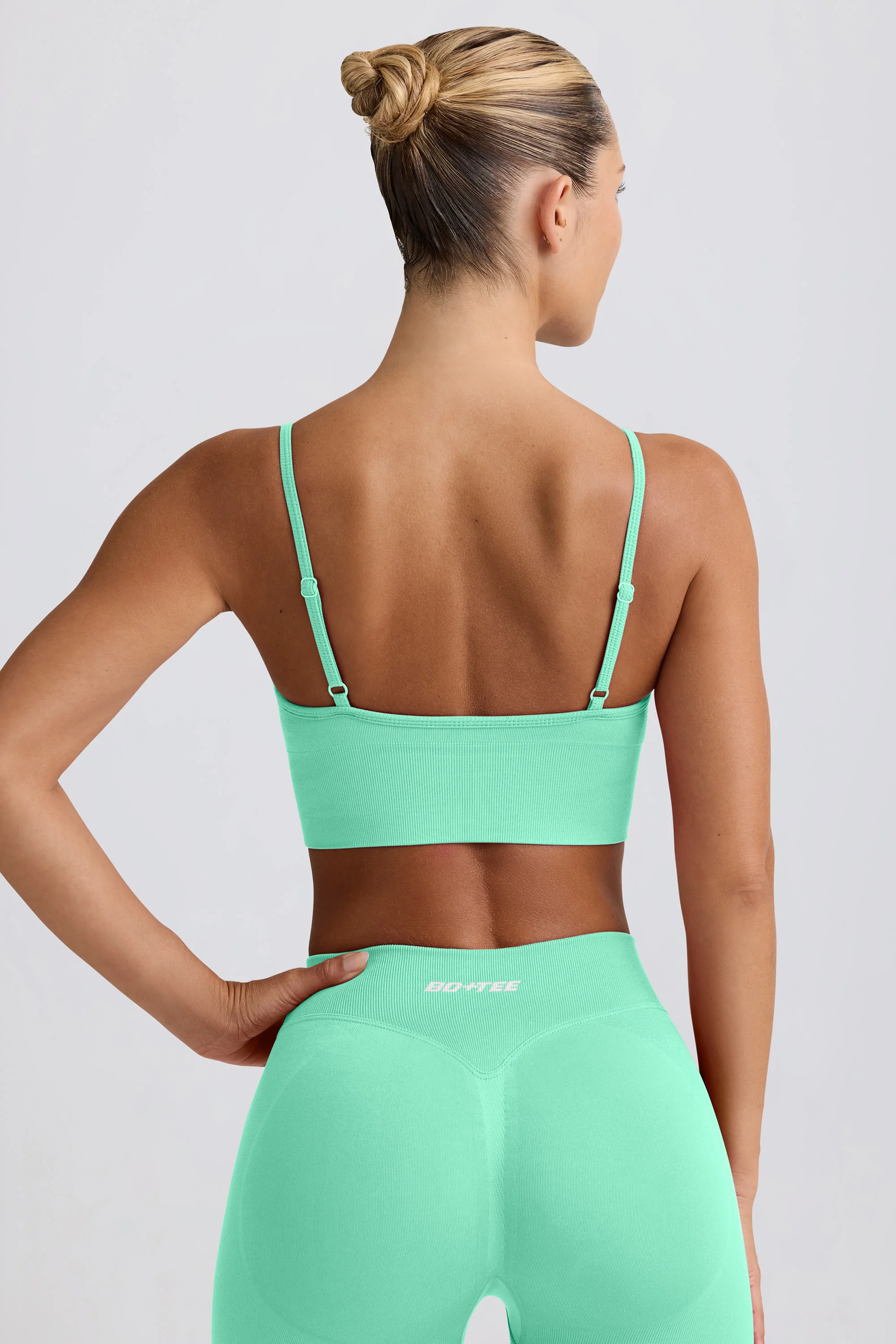 Define Luxe V-Neck Sports Bra in Mint