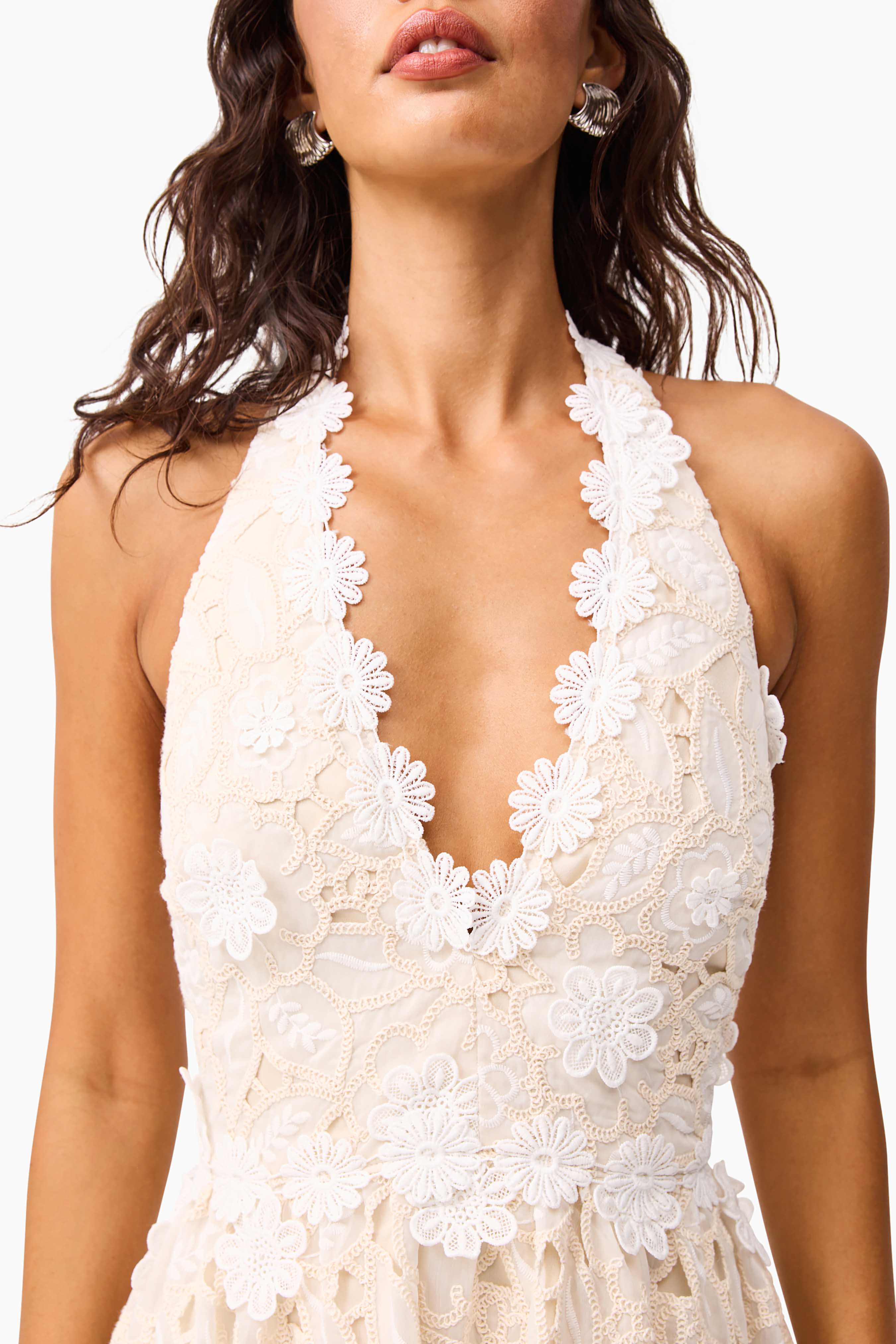 Sienna V-Neck Gown in Cream