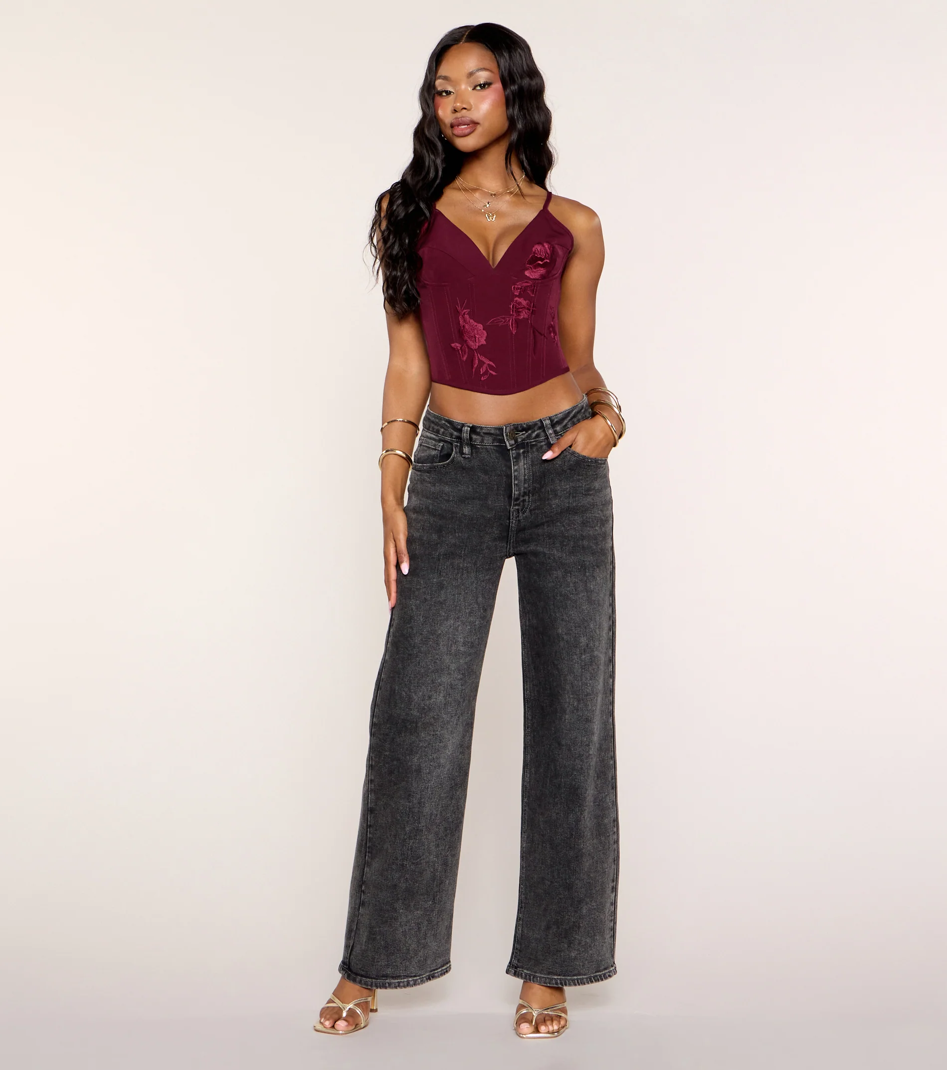 Romance Stitched Floral Corset Top