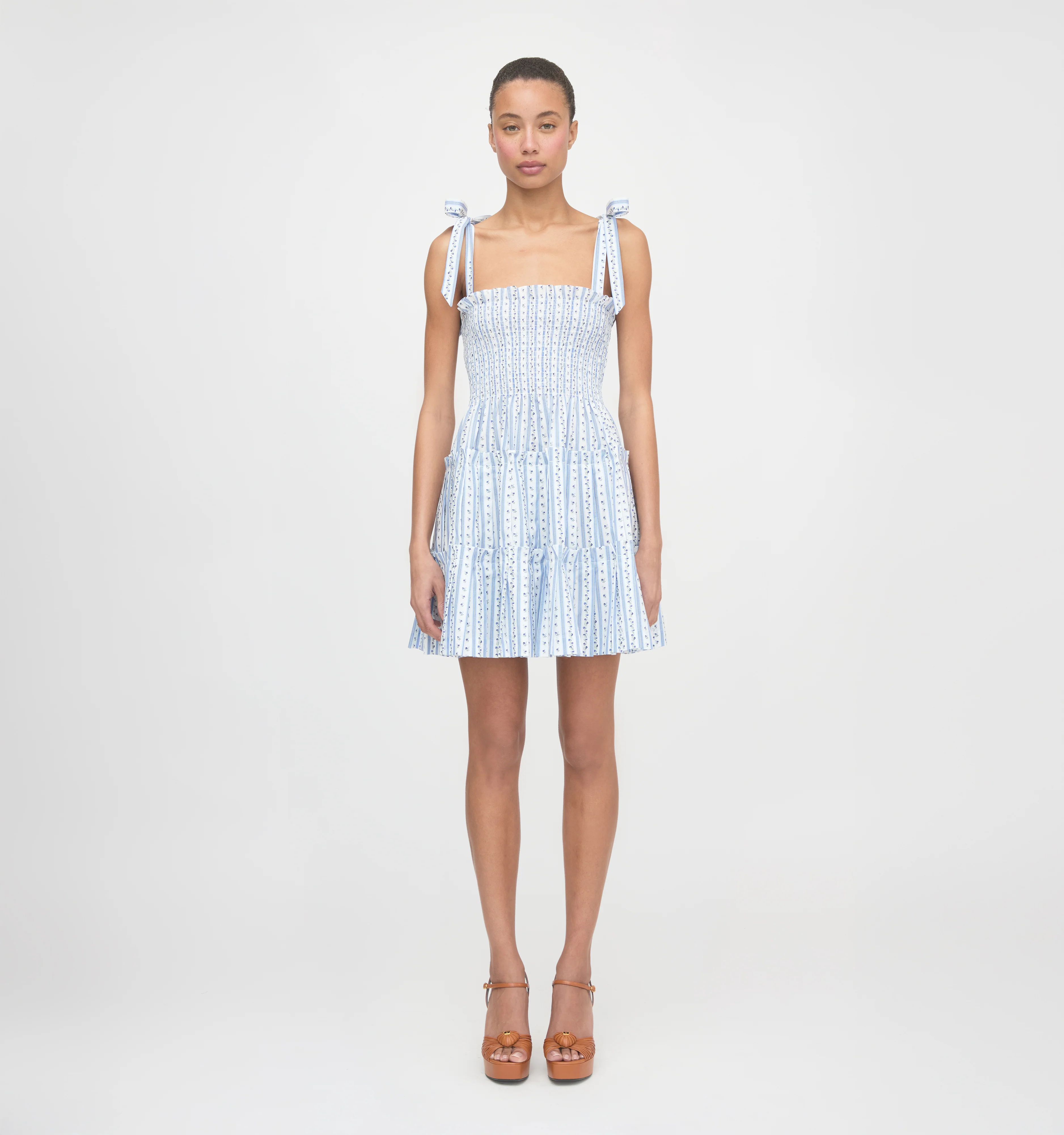 The Ribbon Charlotte Nap Dress - Blue Petal Stripe