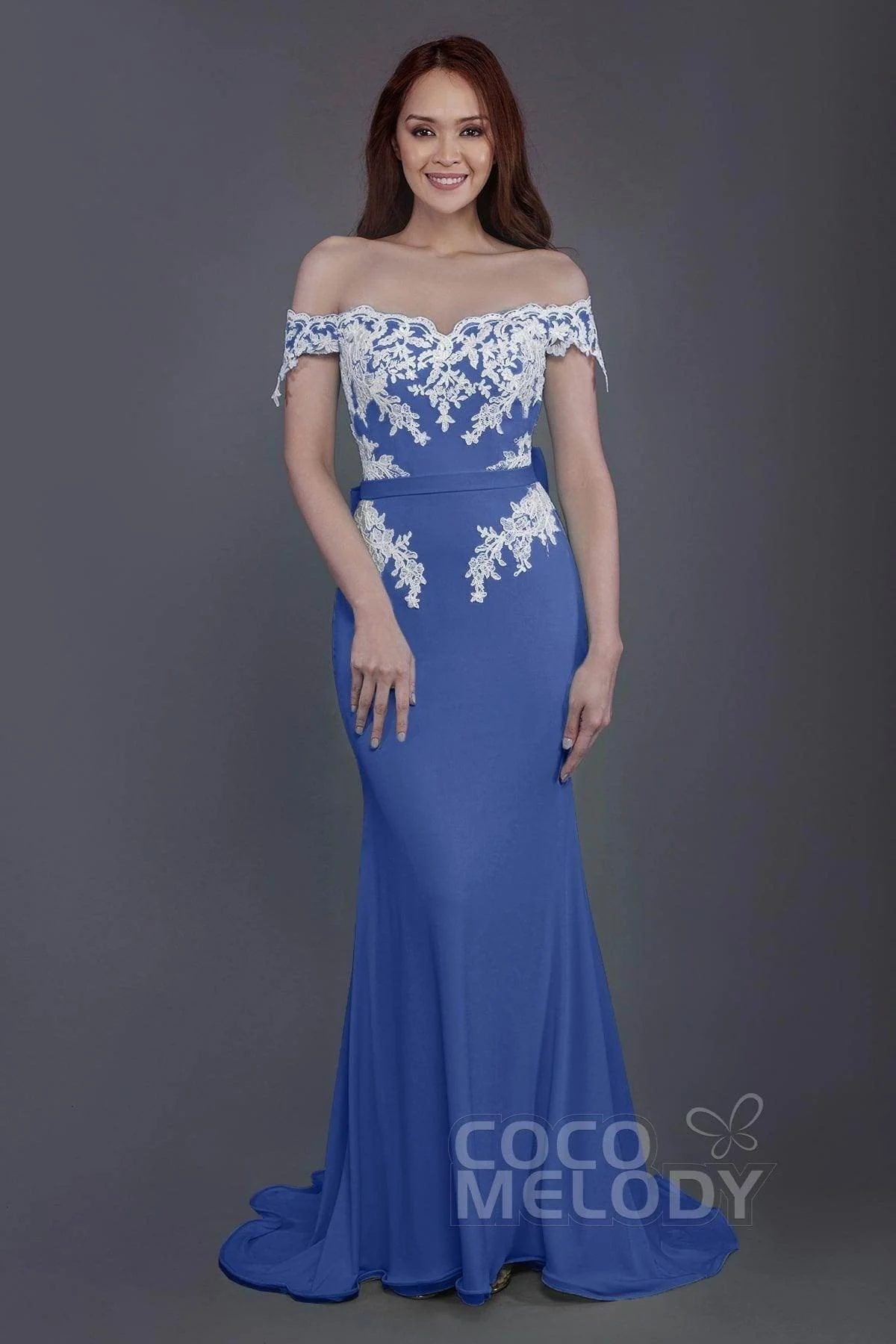 Mermaid Sweep Train Knitted Fabric Bridesmaid Dress PR3497