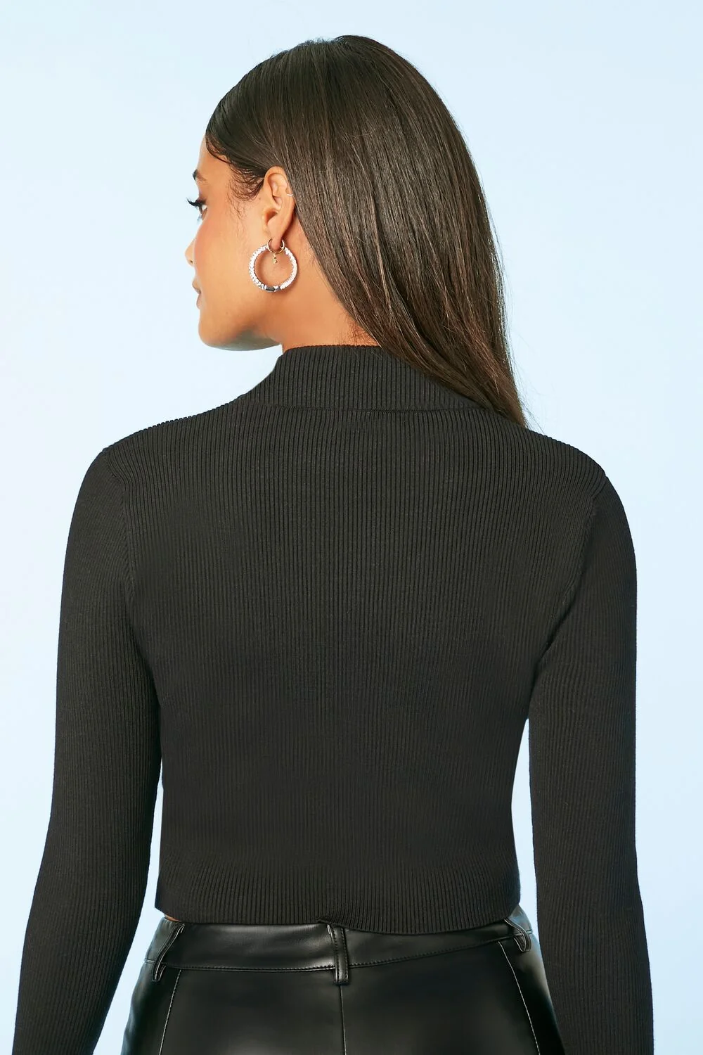Rhinestone Bow Sweater-Knit Crop Top