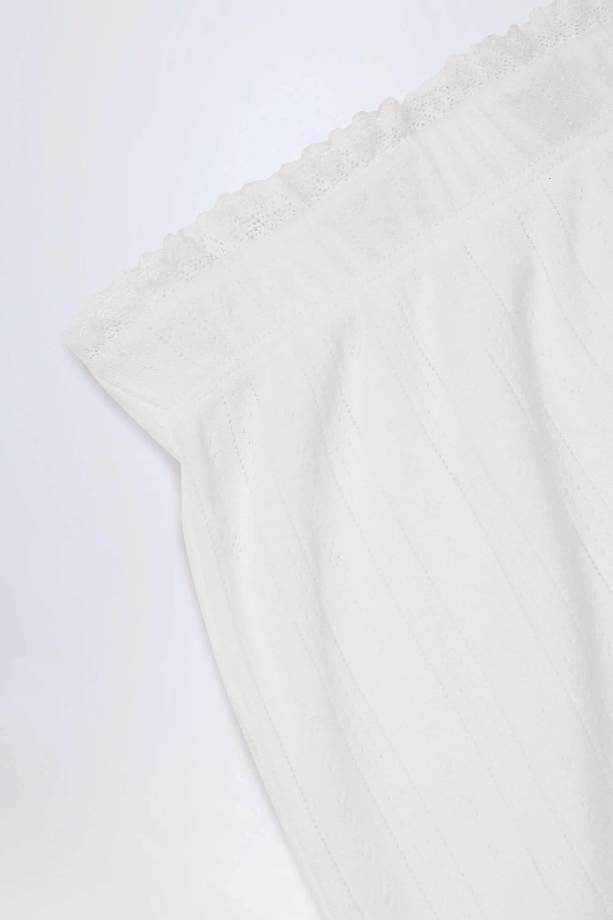 Pointelle Mid-Rise Straight-Leg Trousers in White