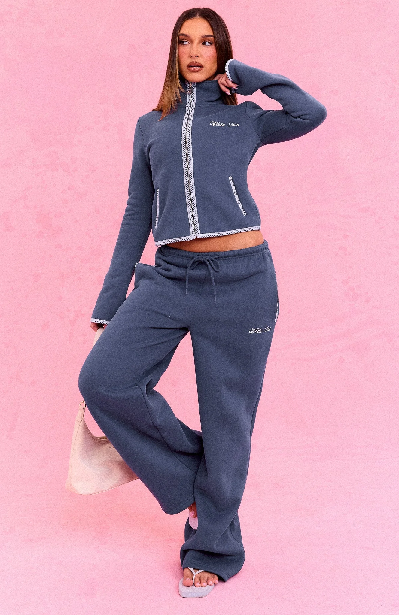 The Social Club Helena Zip Front Funnel Neck Jacket Navy