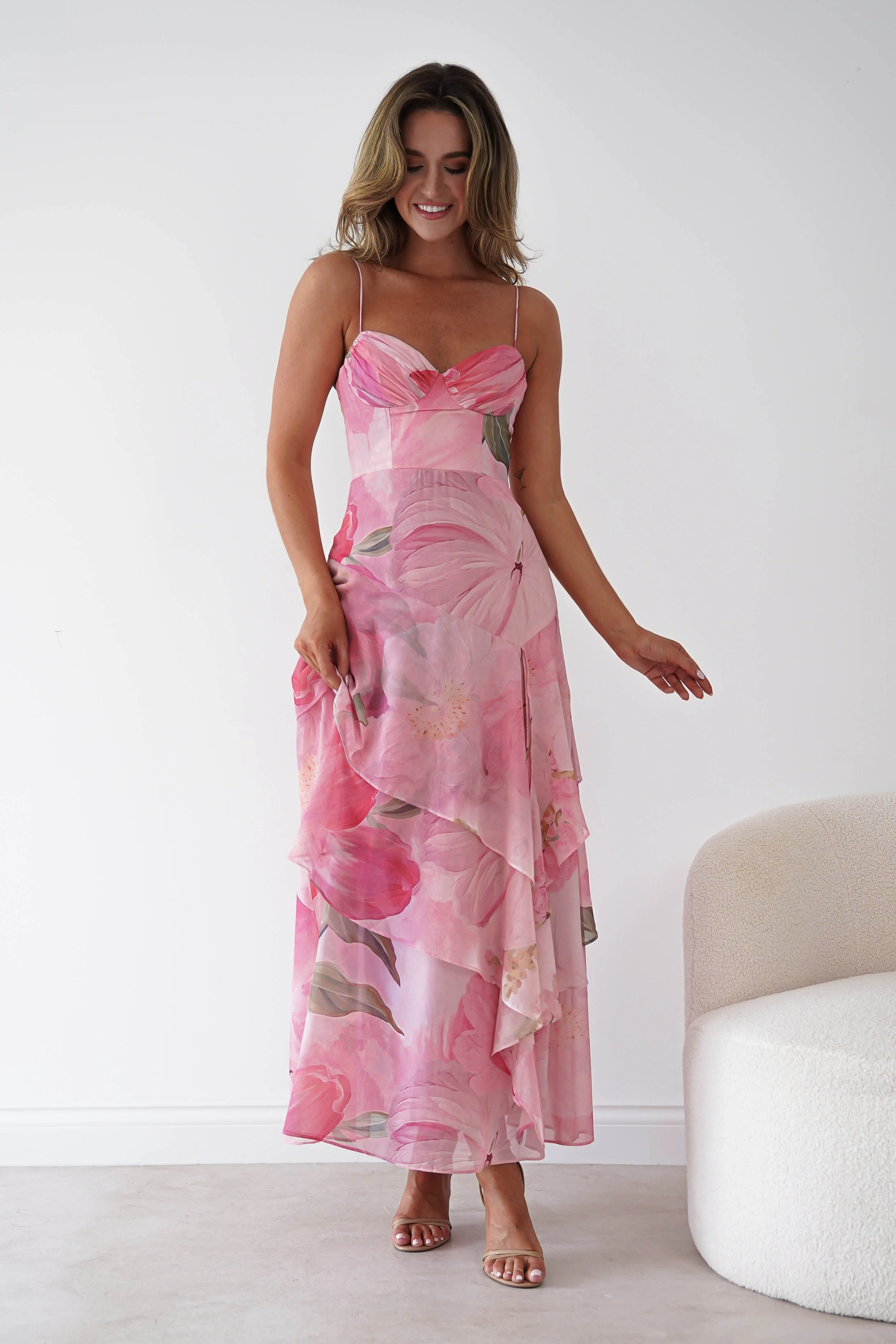 Maroma Floral Layered Maxi Dress | Pink