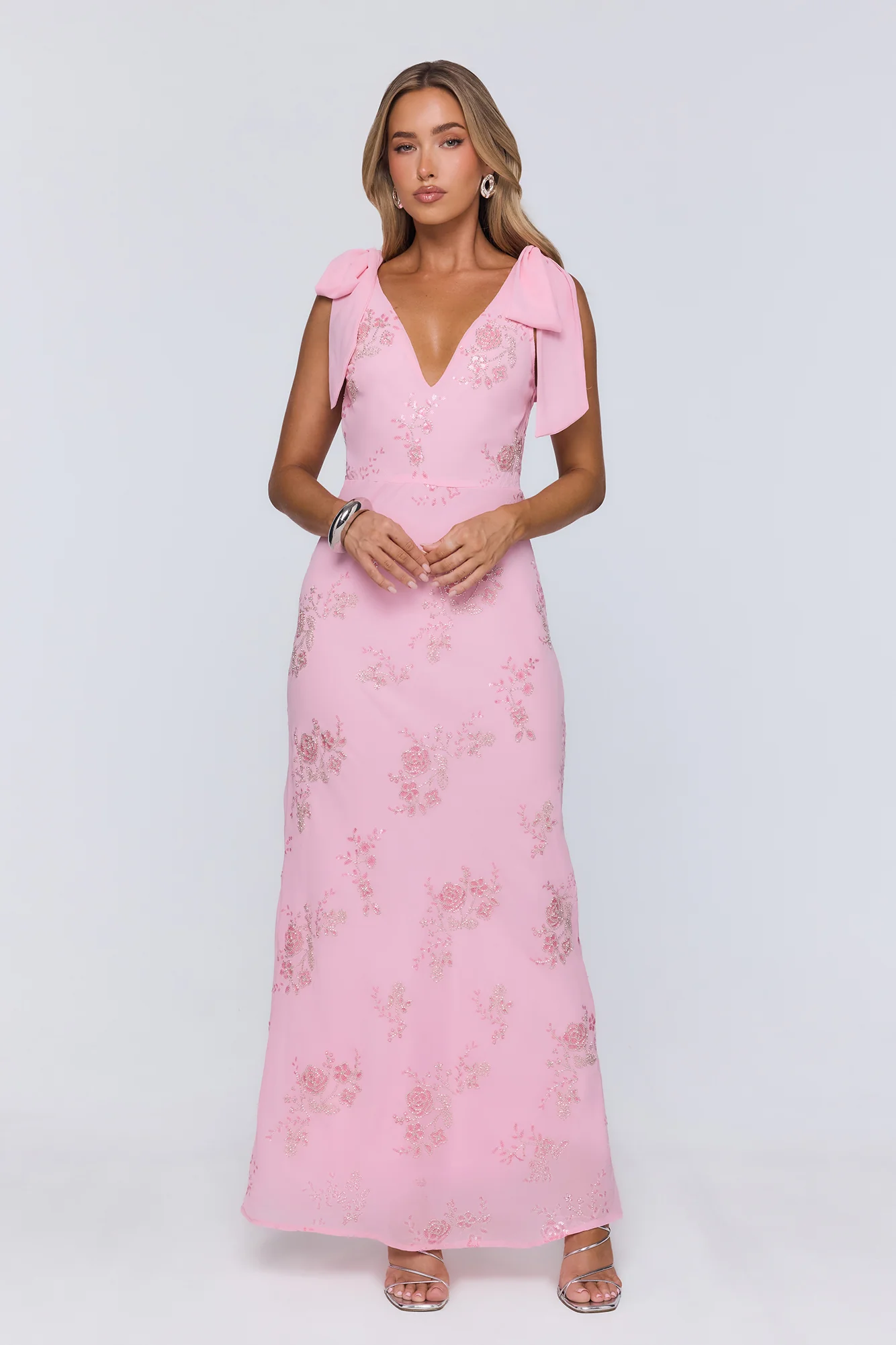 Soft Icon Energy Embellished Maxi Dress Pink