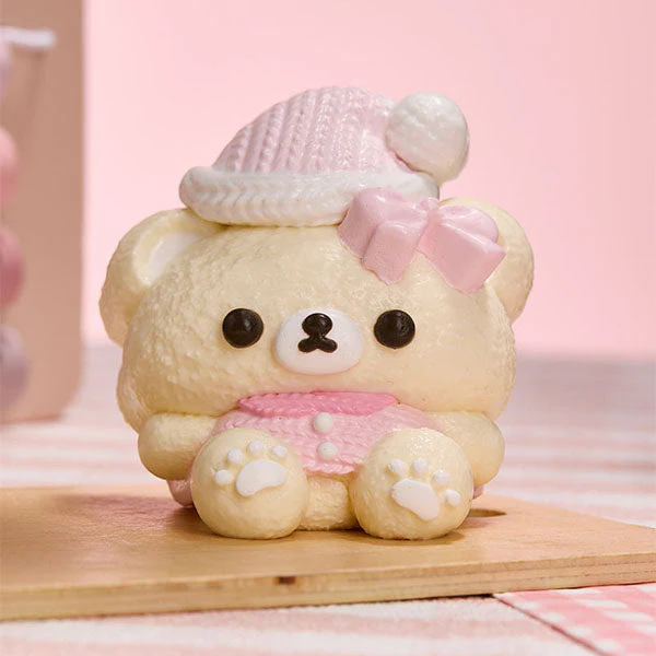 SqueezeSquad Taba Deluxe Premium Silicone Squishies® Fidget Toy - Pink Hatted Bear