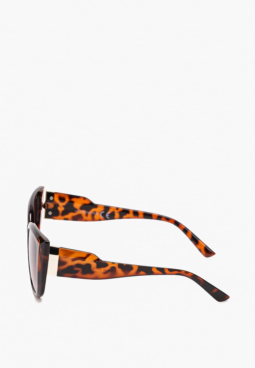 Ciemnobrązowe Okulary w Stylu Cat Eye z Masywnymi Oprawkami Amsesoa