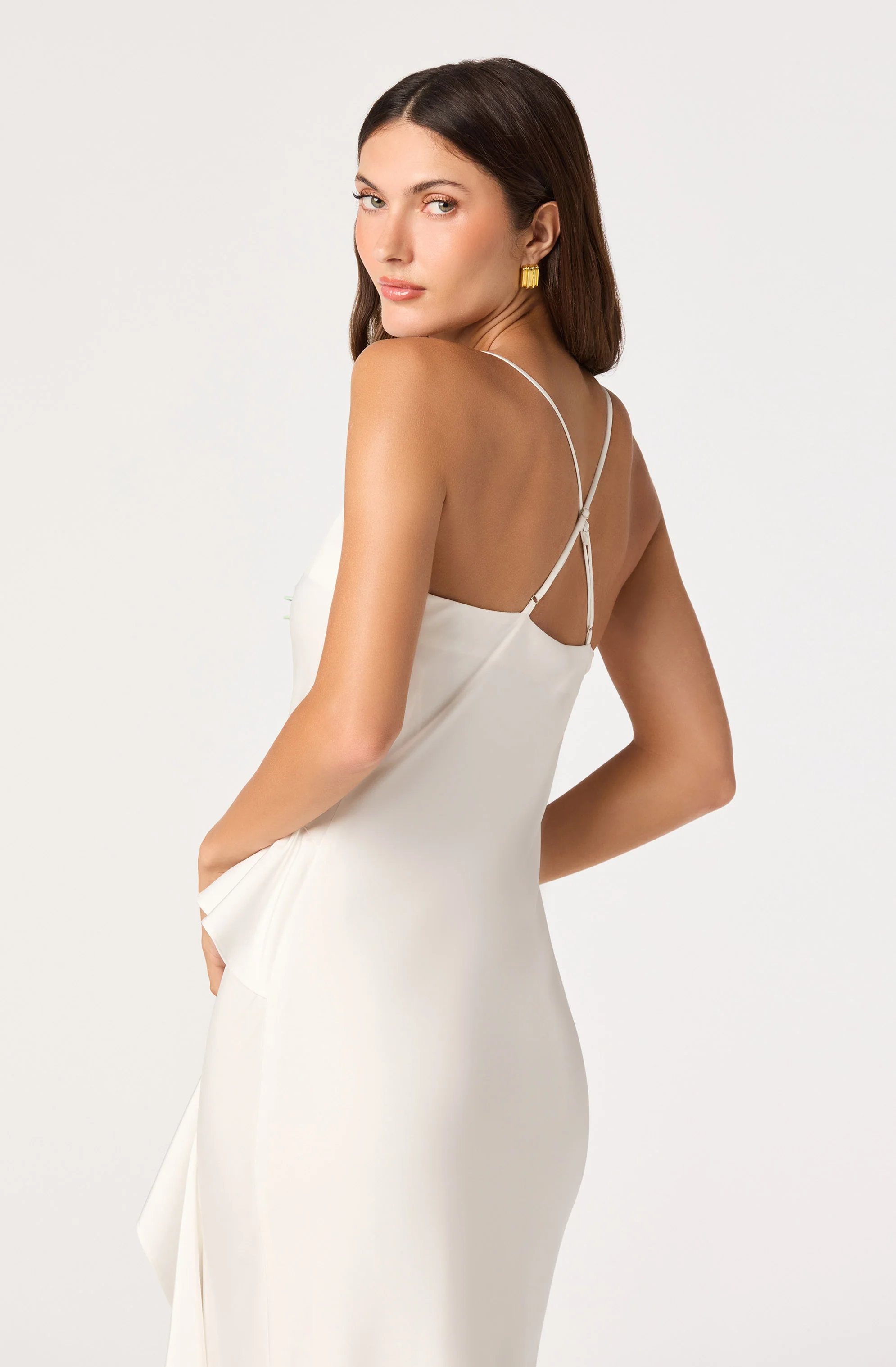 Adelina Satin Ruffle Maxi Dress - luluinthesky