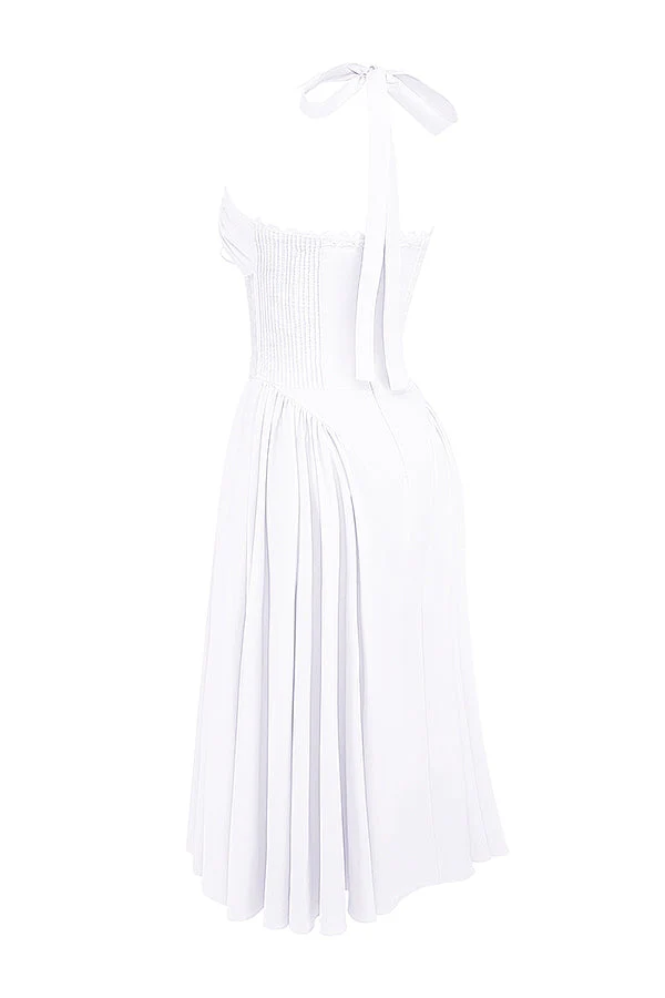 white cotton halter sundress