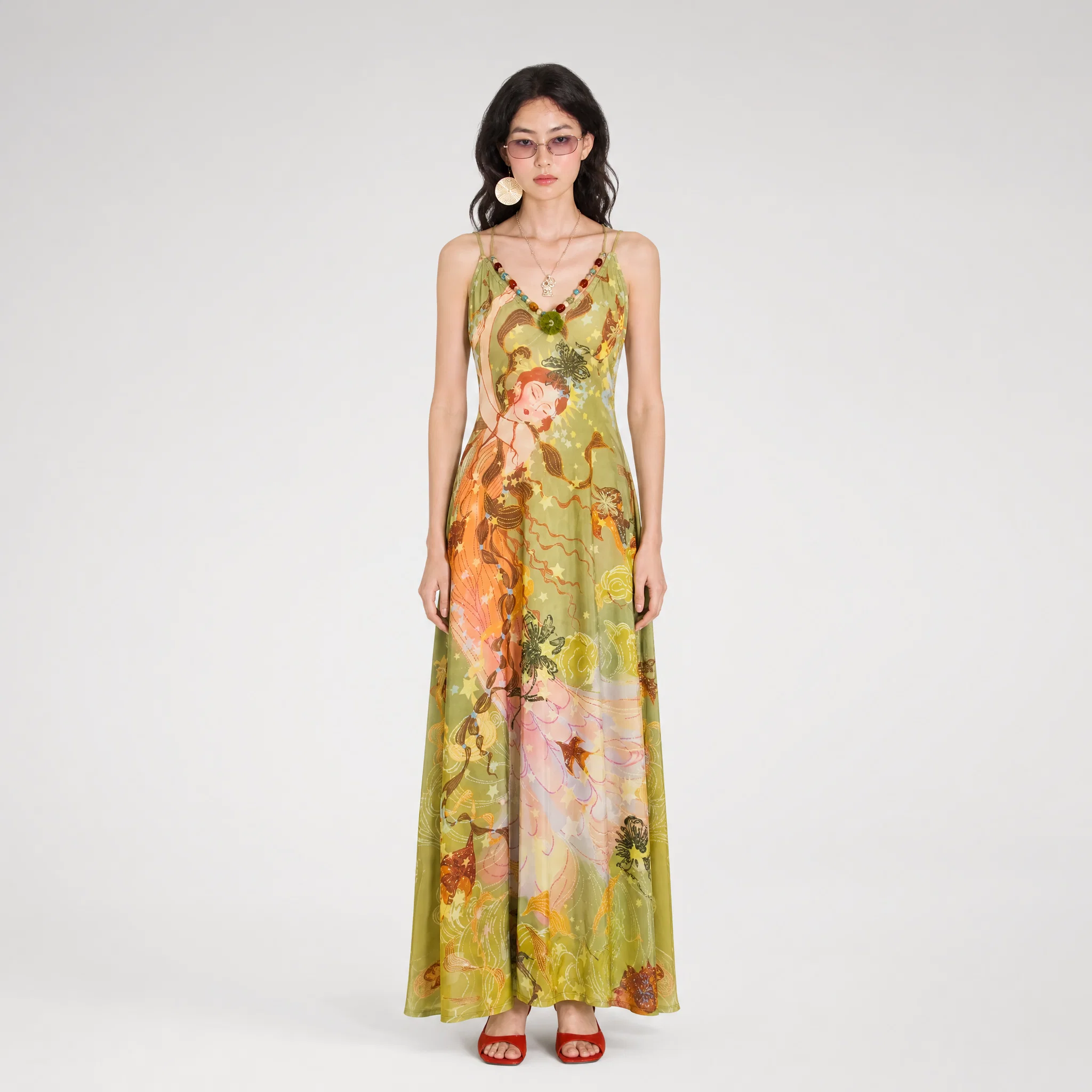 Beaded Floral Cami Dress