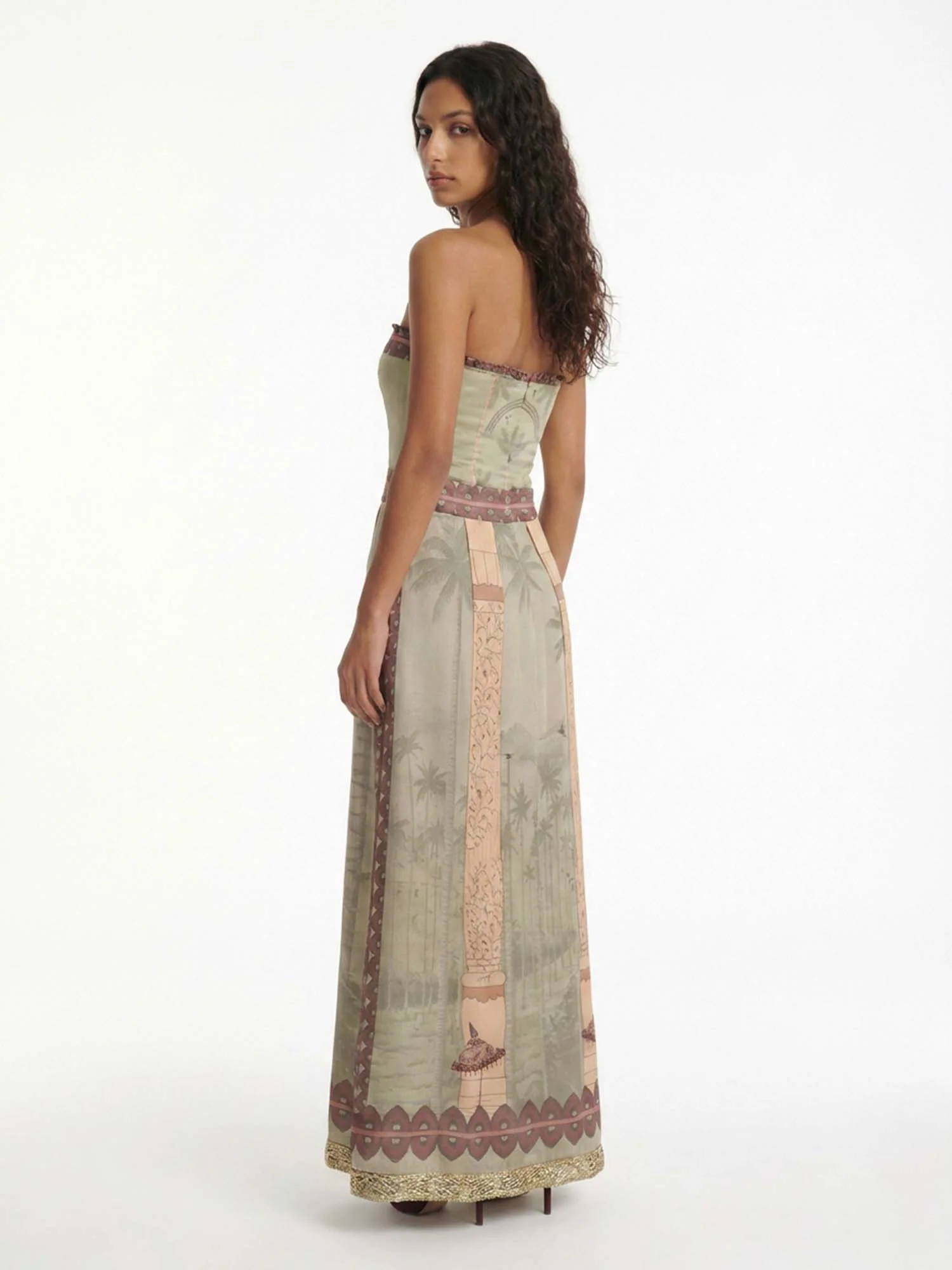 Palm Oasis Strapless Maxi Dress