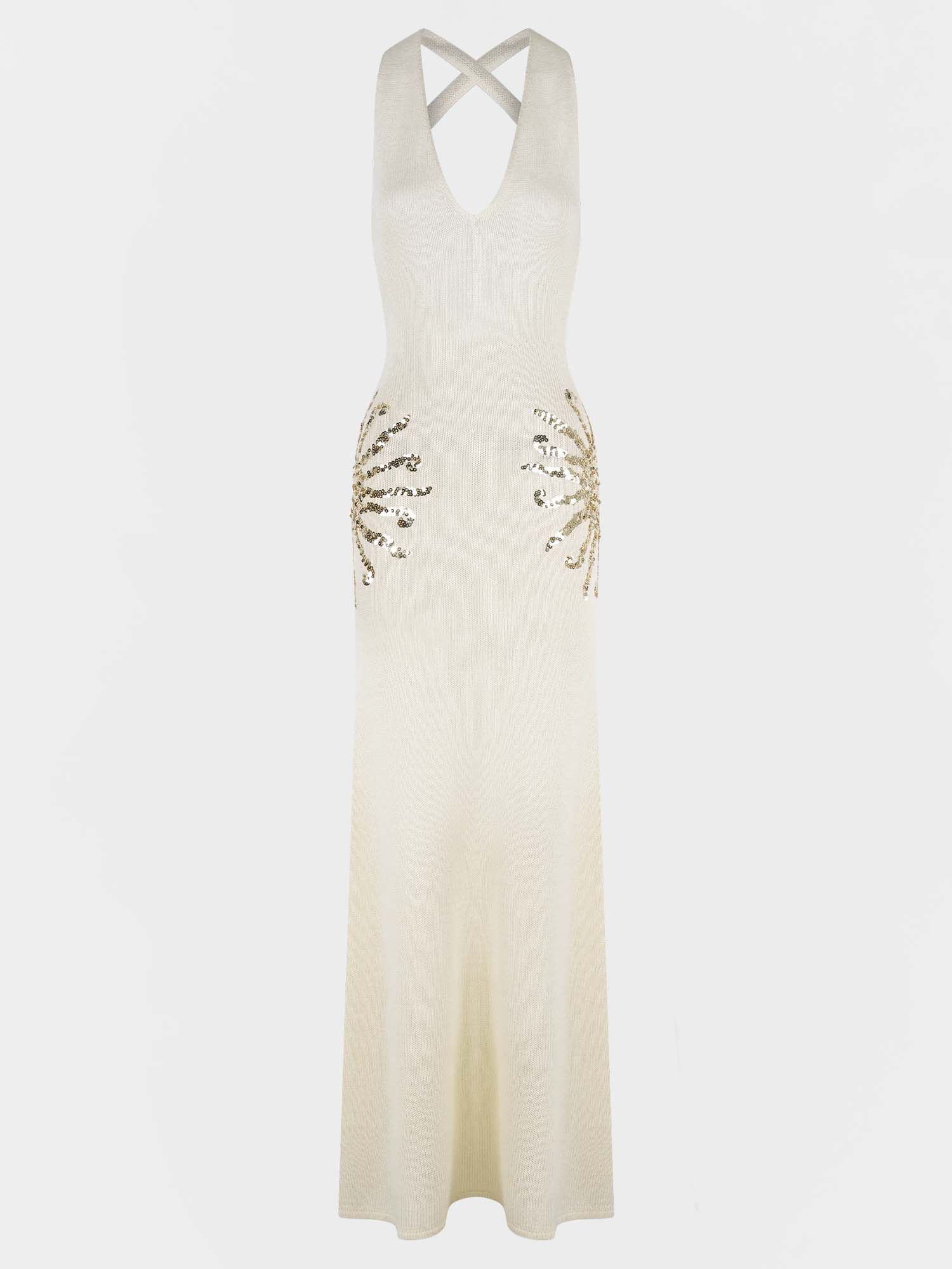 Sequin Embellished Knit Maxi Dress