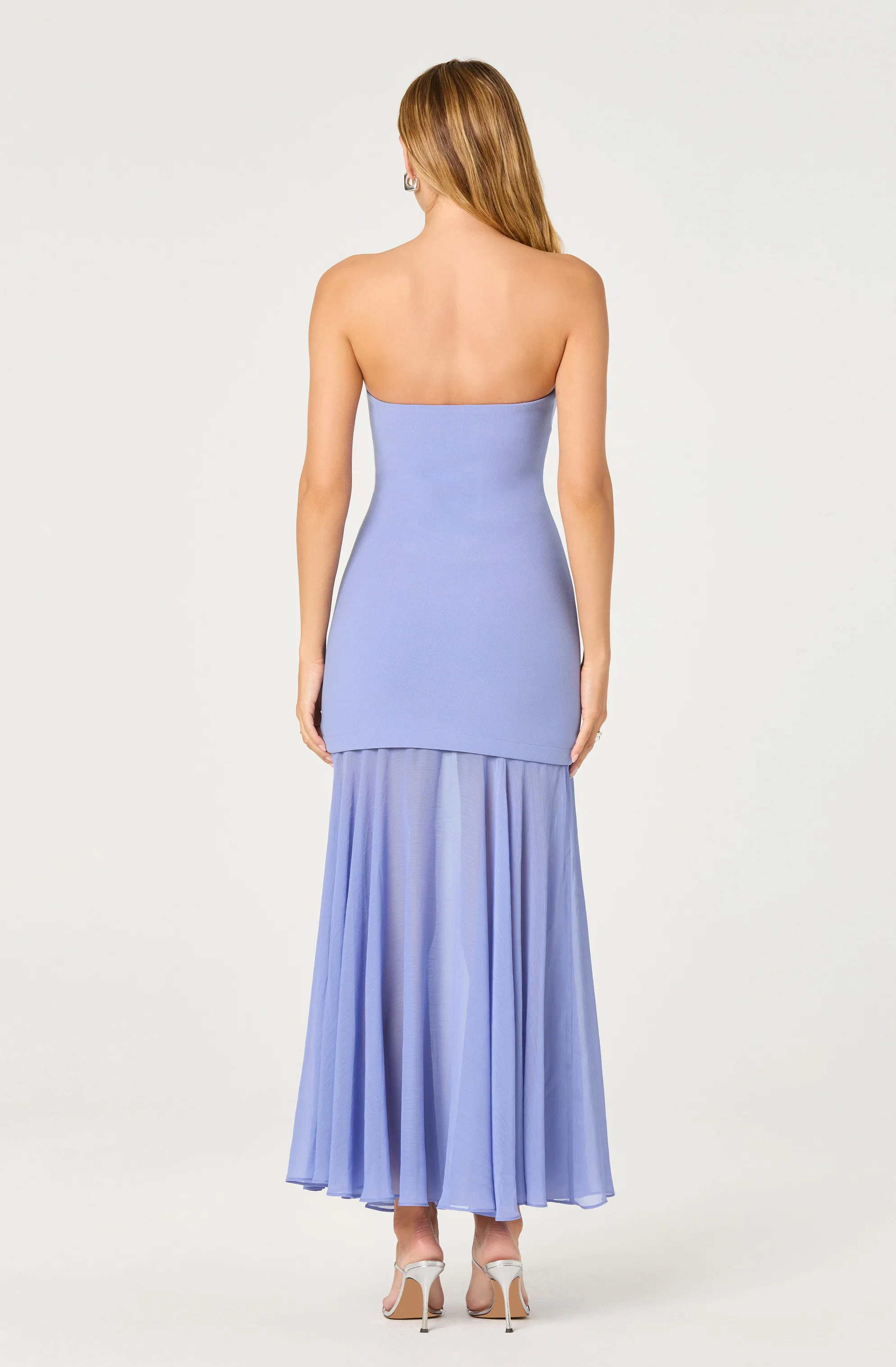 Lizet Strapless Mini Dress With Sheer Maxi Overlay