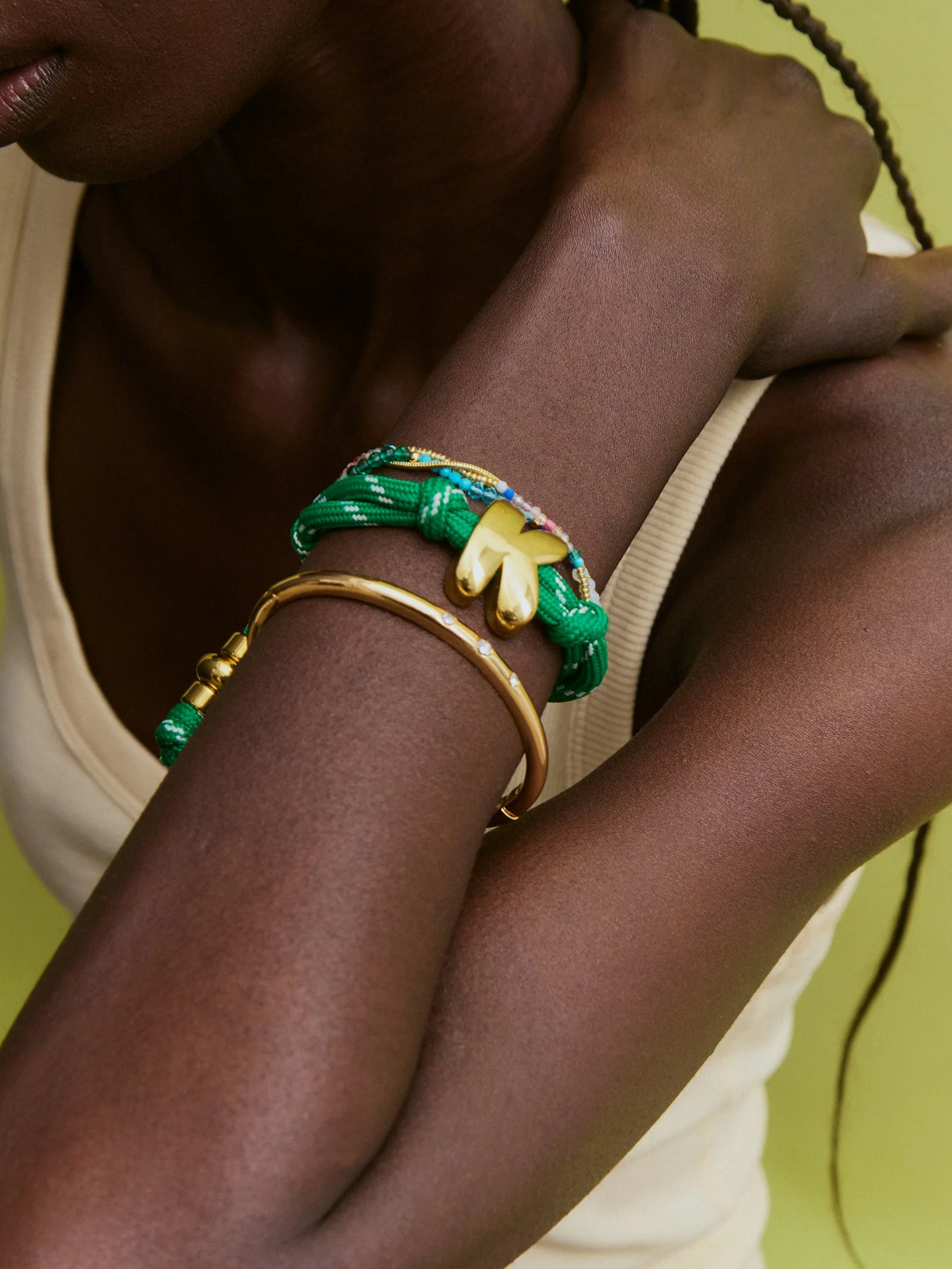 Knotty Initial Custom Bracelet - Bright Green Single Letter