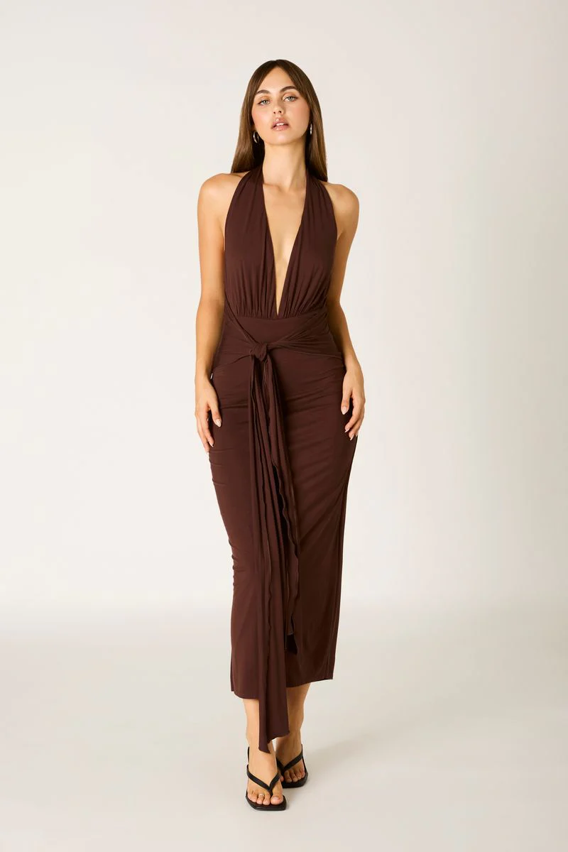 Jersey Halter Midi Dress