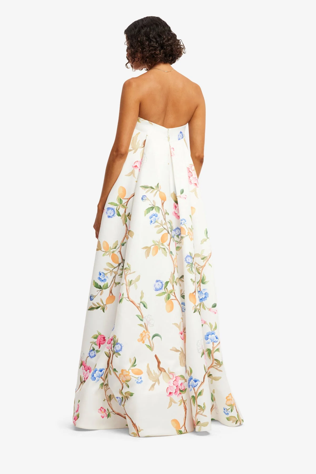 Phoebe Embellished Gown - Lemon Vine Print in Snow