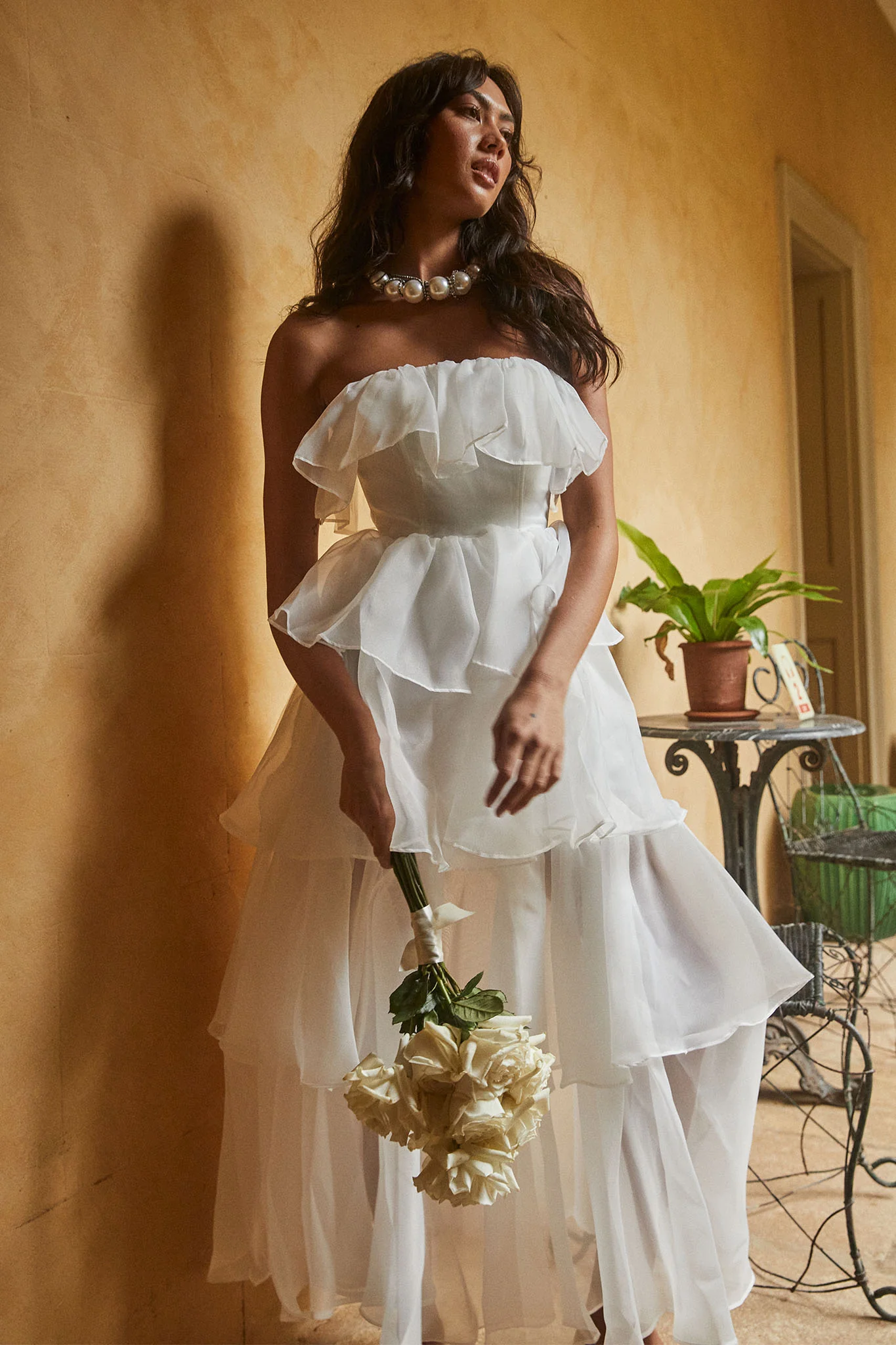 Oceana Layered Ruffle Maxi Dress White - luluinthesky