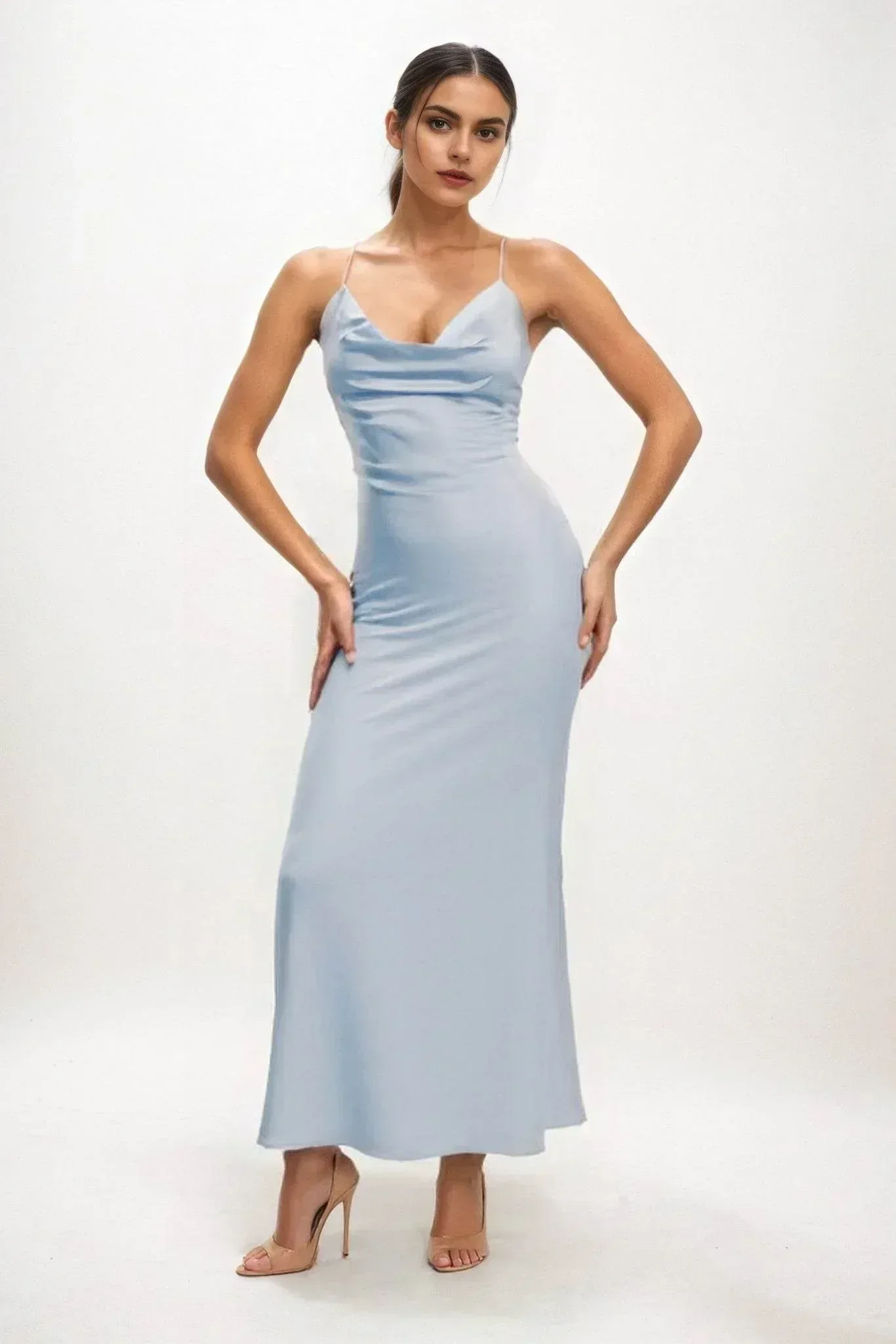 Sheath-Column Midi Luxe Satin Dress CB0831CS