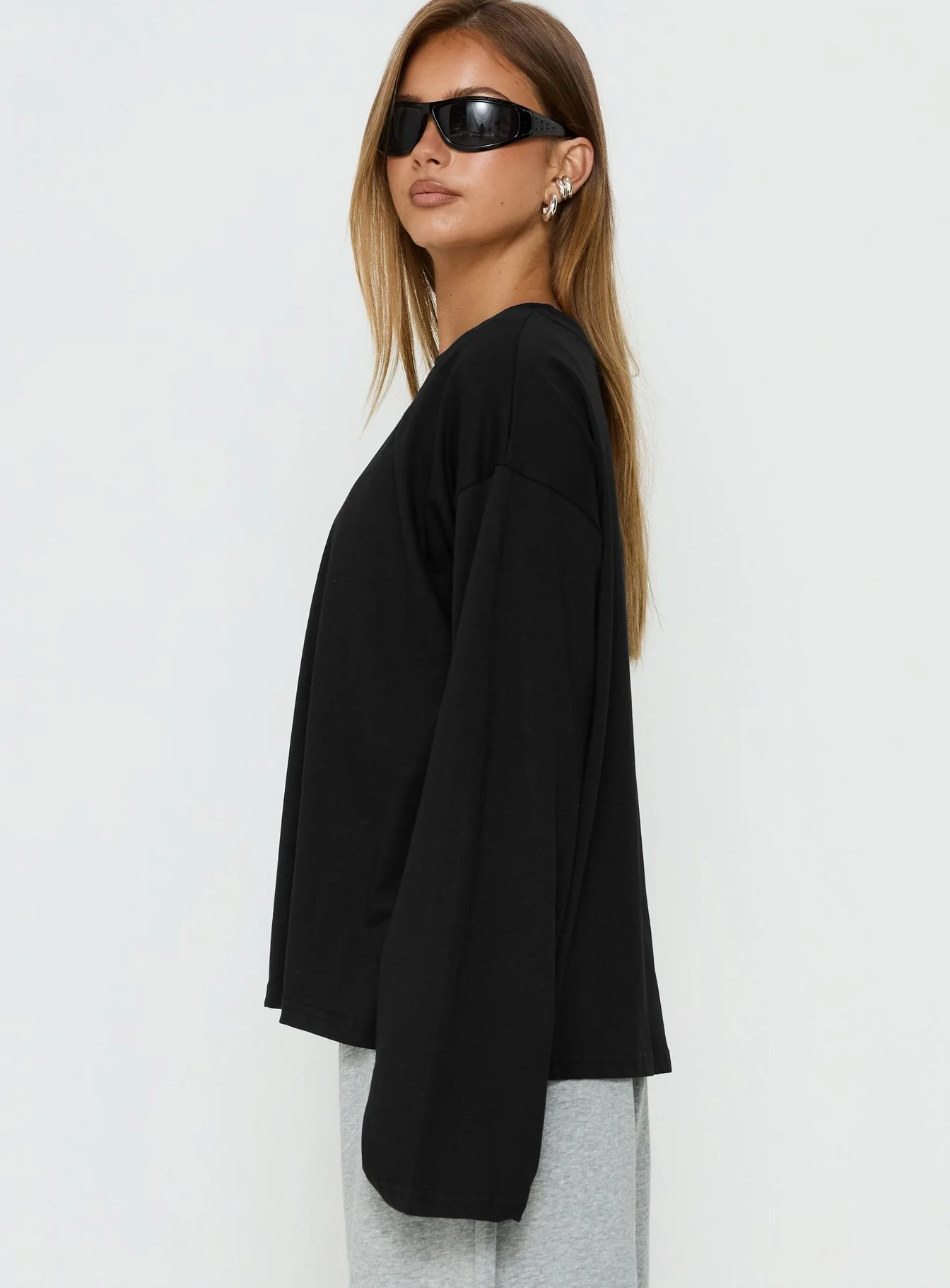Settle Down Long Sleeve Top Black