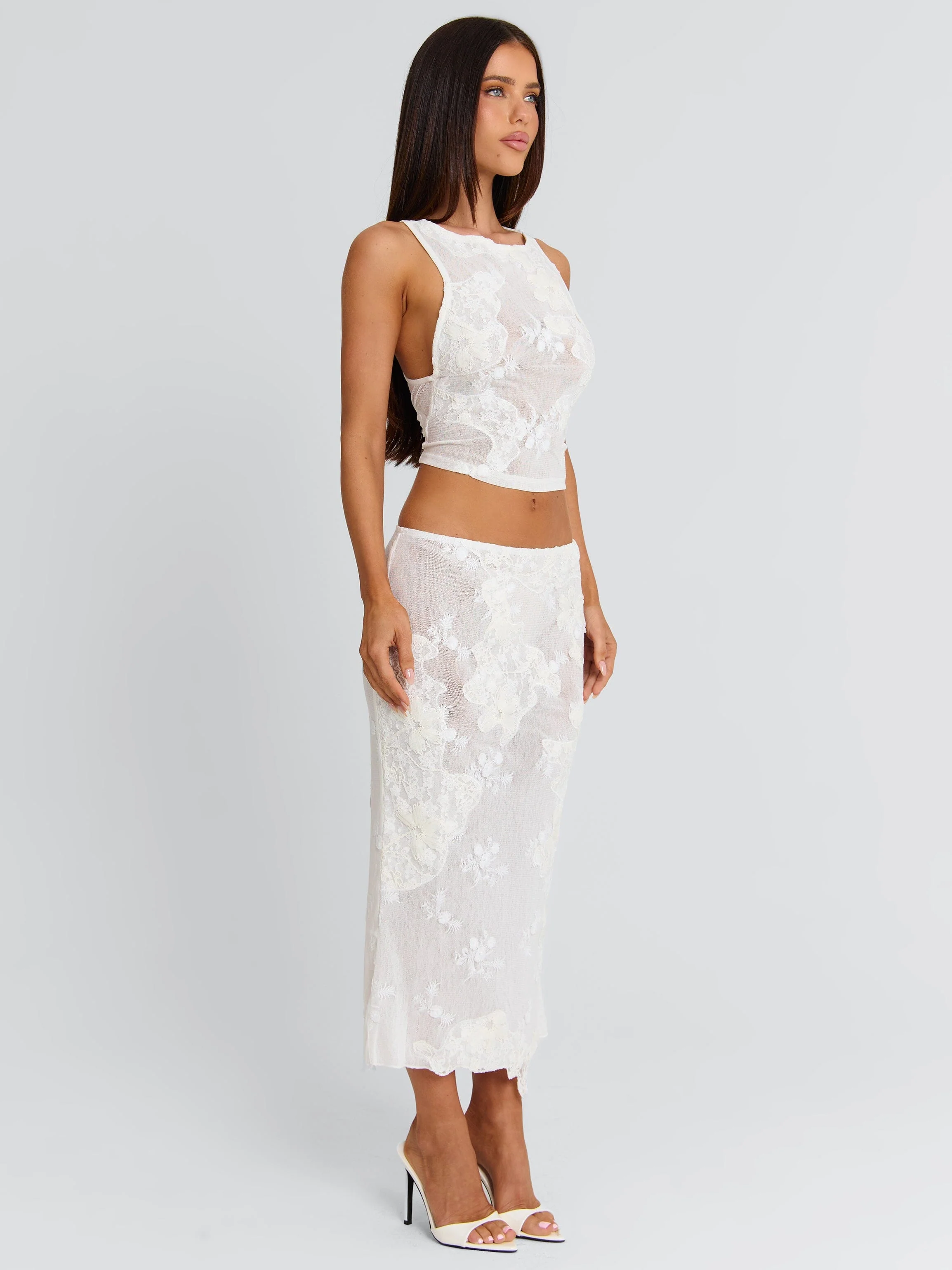 Antonella Midi Skirt White