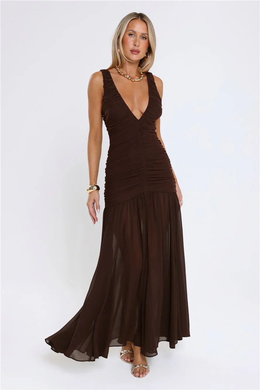Flirt And Fling Maxi Dress Brown